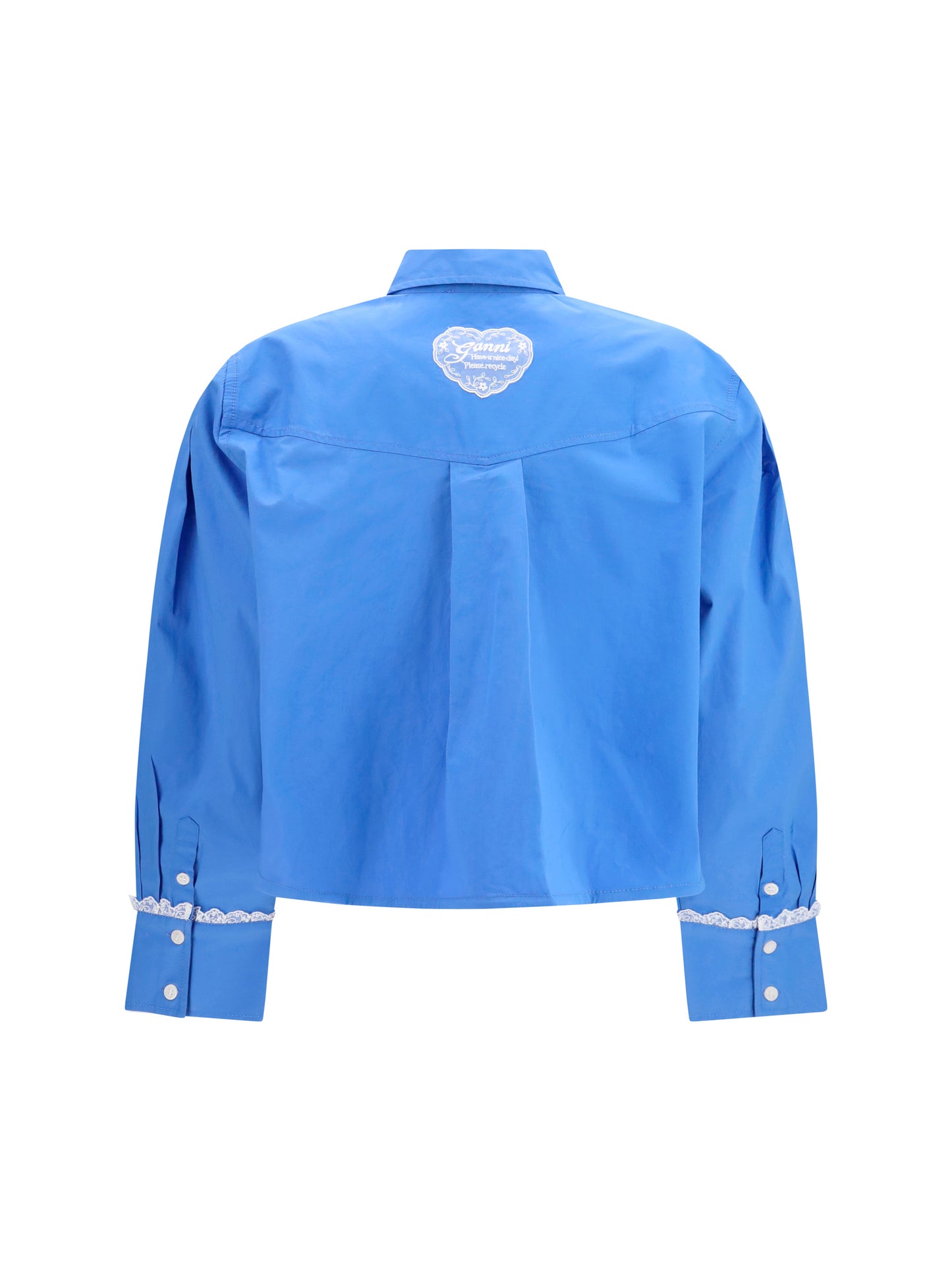 Ganni Women Cotton Shirt With Lace Details GANNI