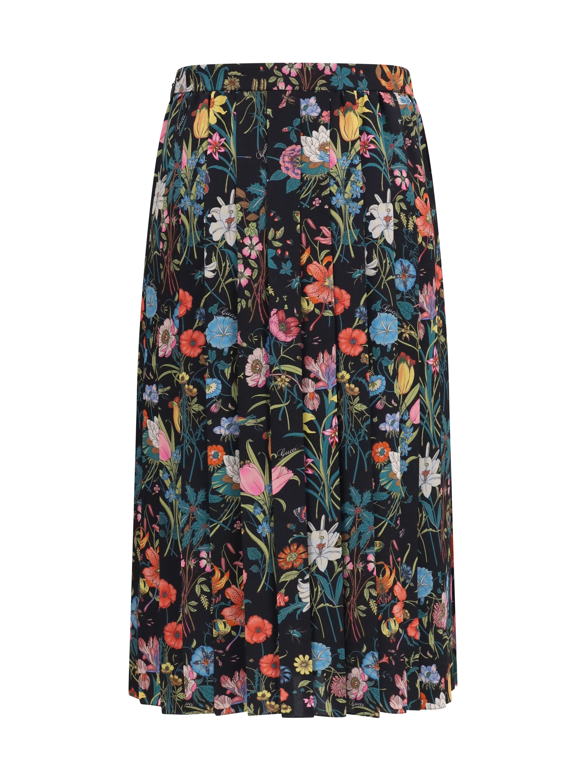 Gucci Women Flora Printed Silk Midi Skirt GUCCI