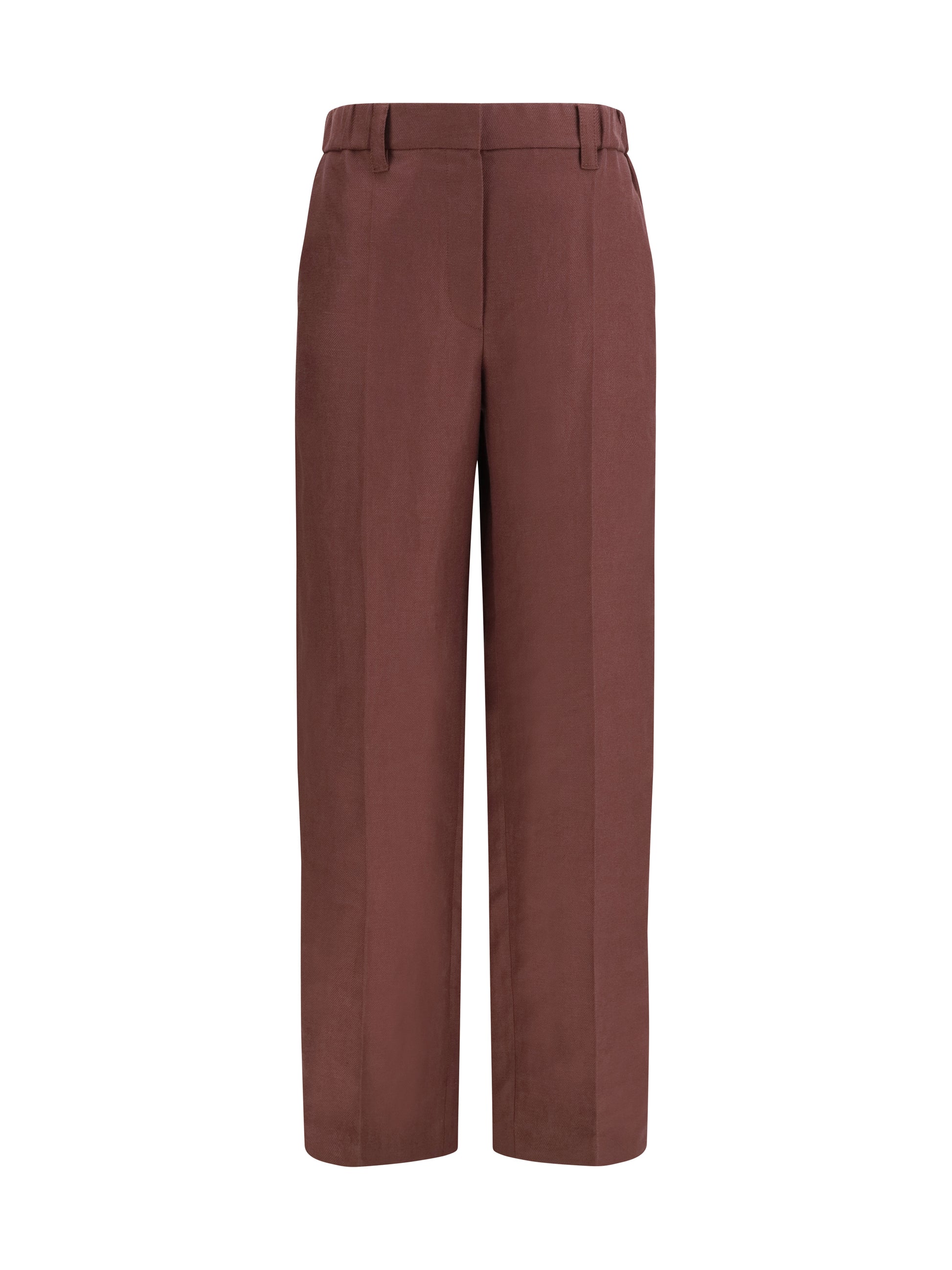 Brunello Cucinelli Women Wide-Leg Pants In Linen With Elastic Waistband And Belt Loops BRUNELLO CUCINELLI