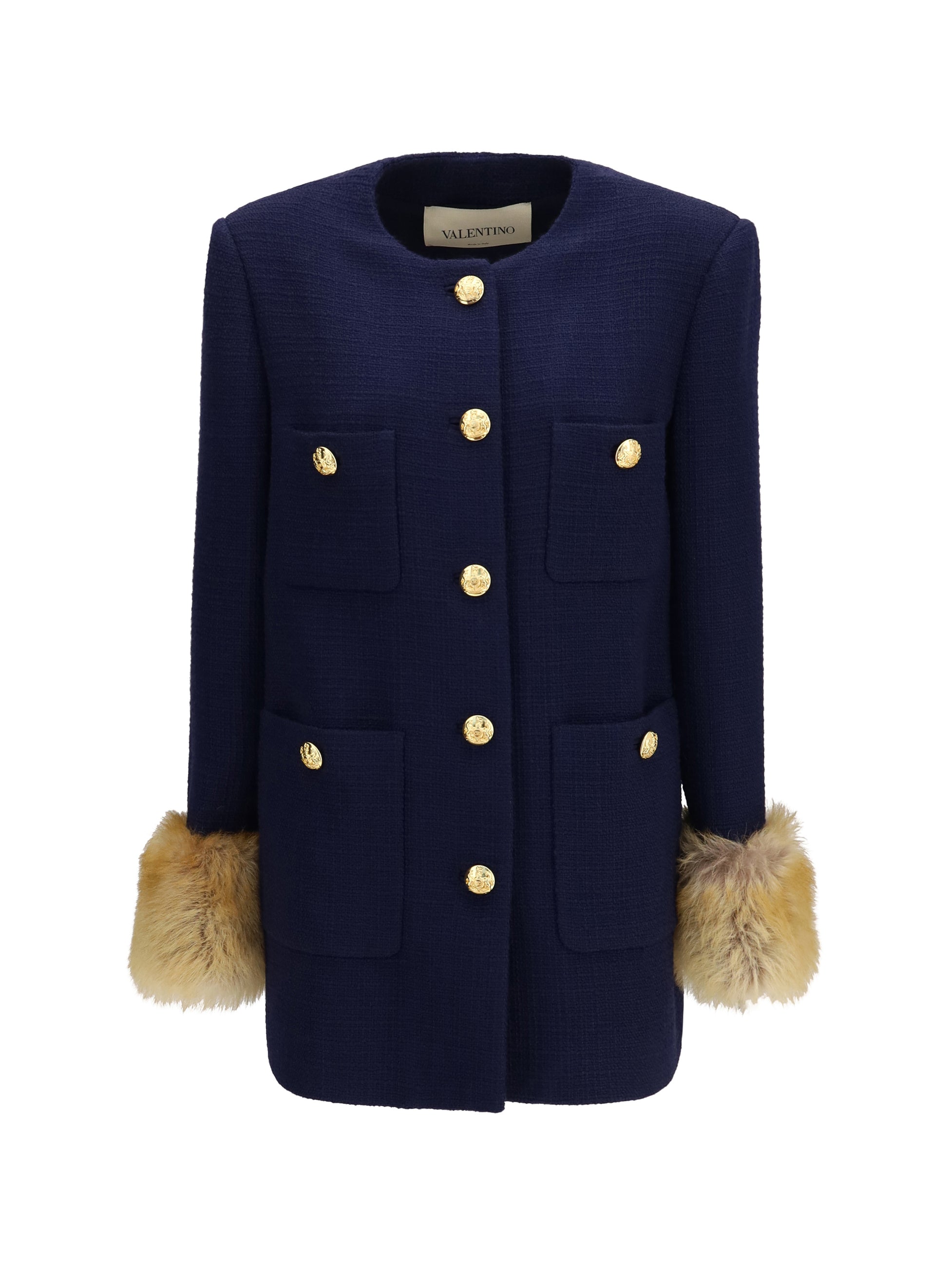 Valentino Women Wool Tweed Caban Coat VALENTINO