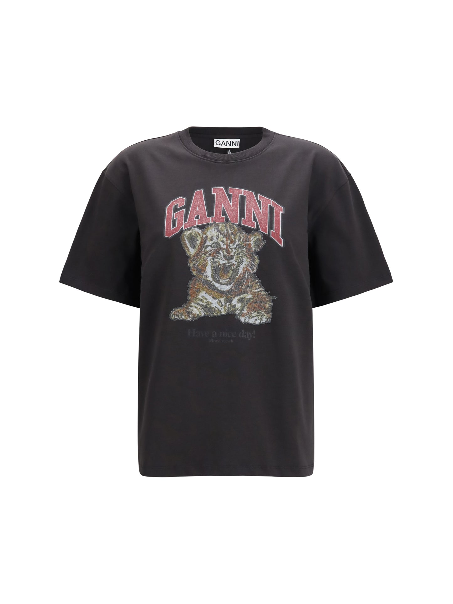 Ganni Women Tiger Cotton T-Shirt GANNI
