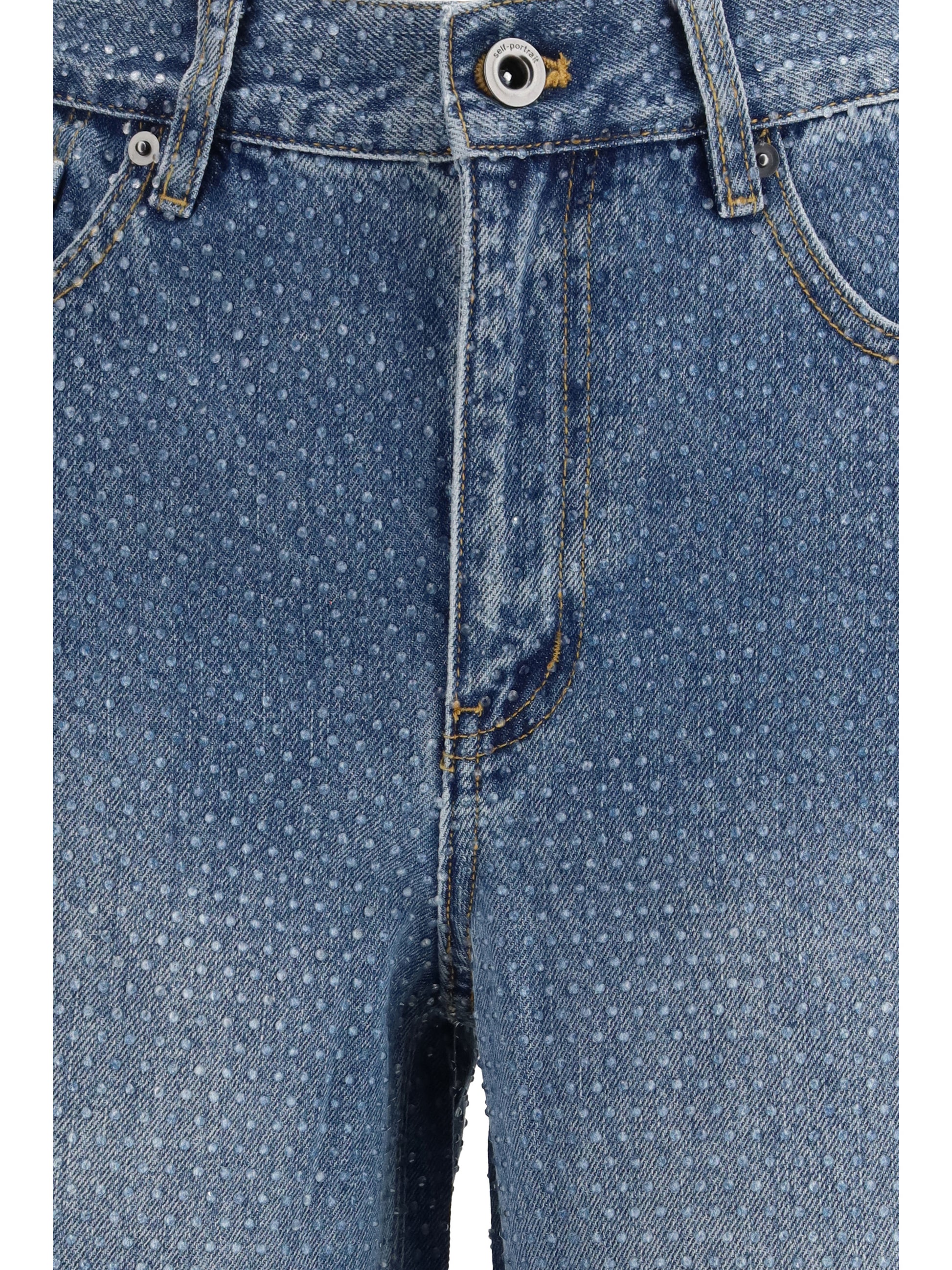 Self-Portrait Women Straight-Leg Jeans With All-Over Rhinestones SELF-PORTRAIT