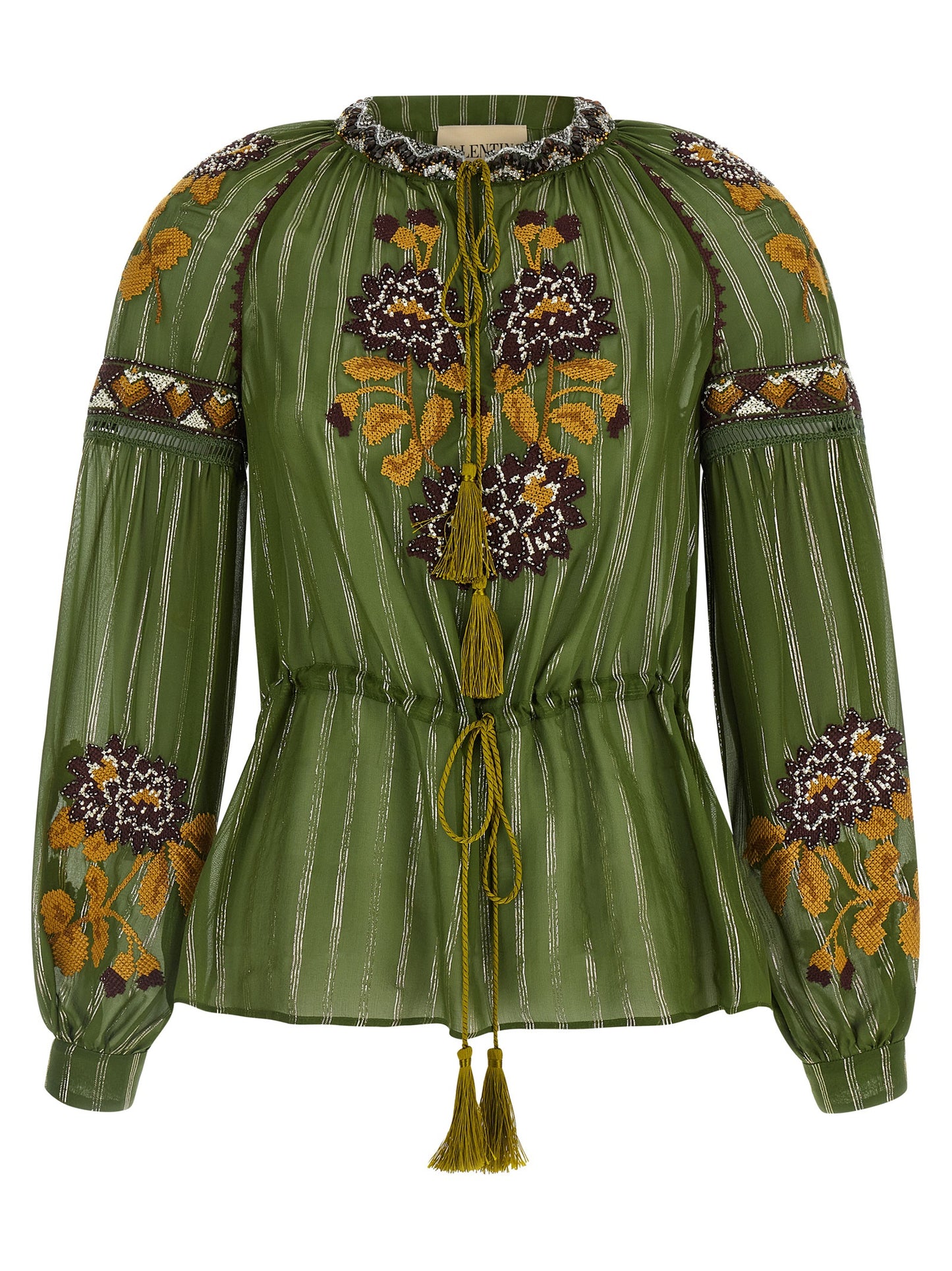 Valentino Garavani Women Valentino Garavani Embroidered Lurex Silk Shirt VALENTINO GARAVANI