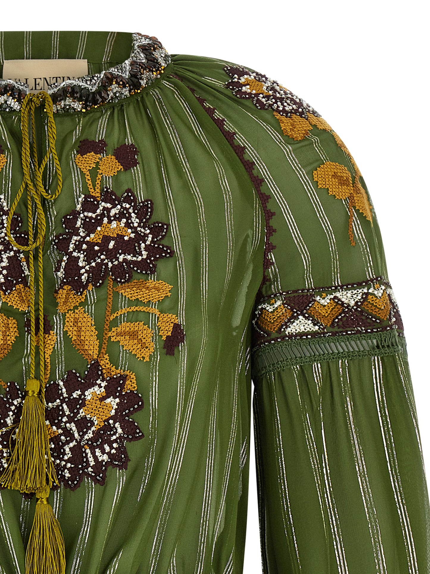 Valentino Garavani Women Valentino Garavani Embroidered Lurex Silk Shirt VALENTINO GARAVANI
