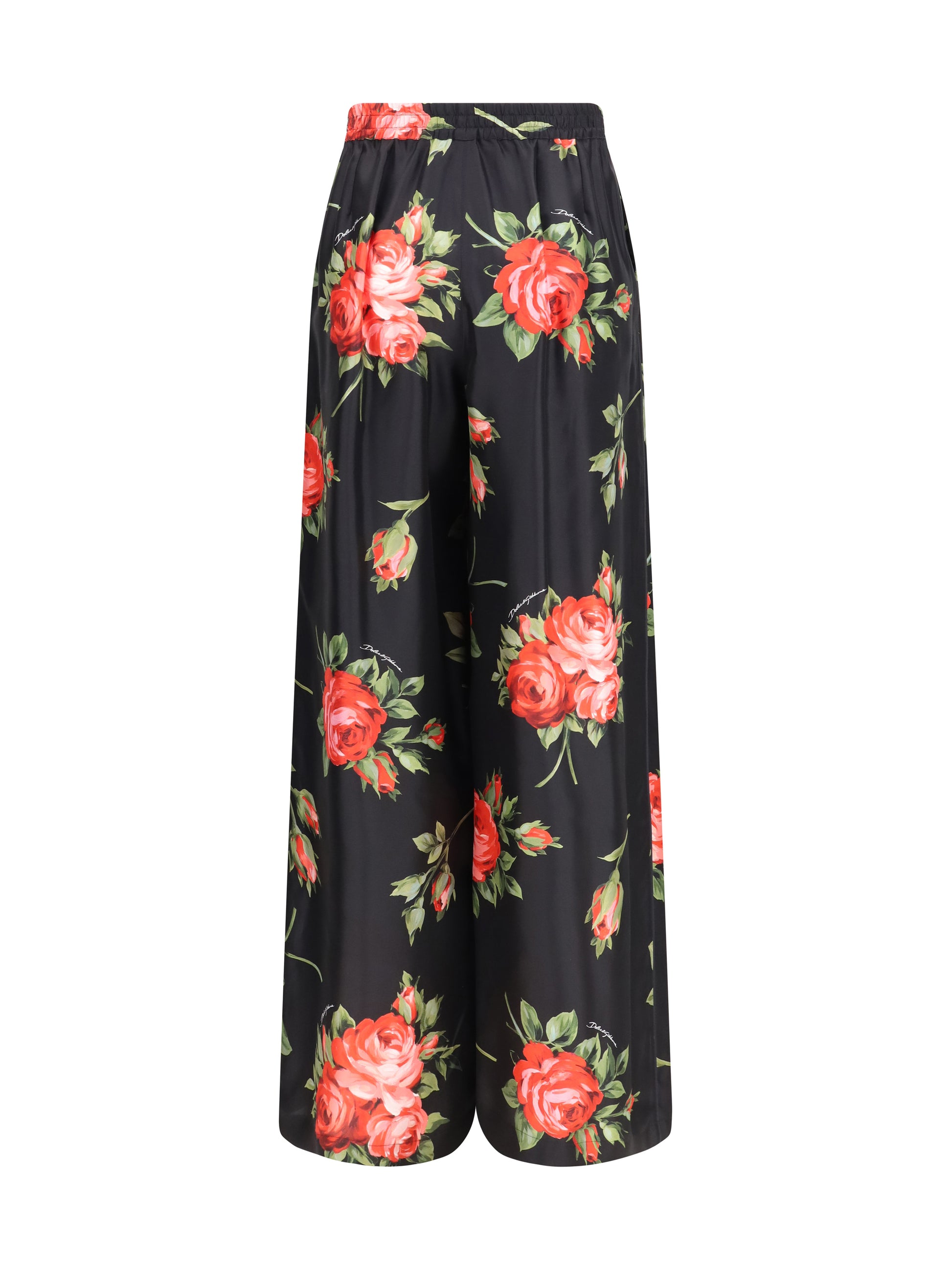 Dolce & Gabbana Women Wide-Leg Pants With A Rose Bouquet Print DOLCE & GABBANA