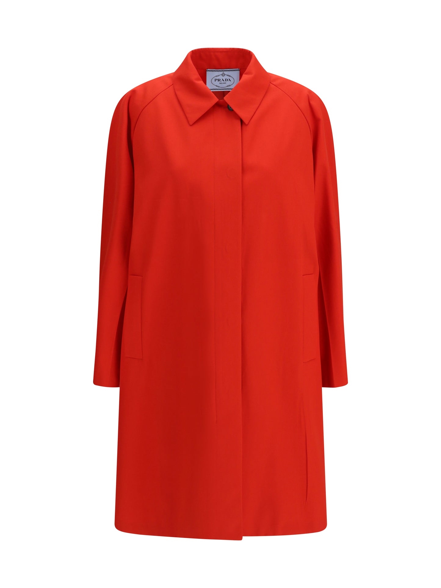 Prada Women Cotton Gabardine Coat With Classic Collar PRADA