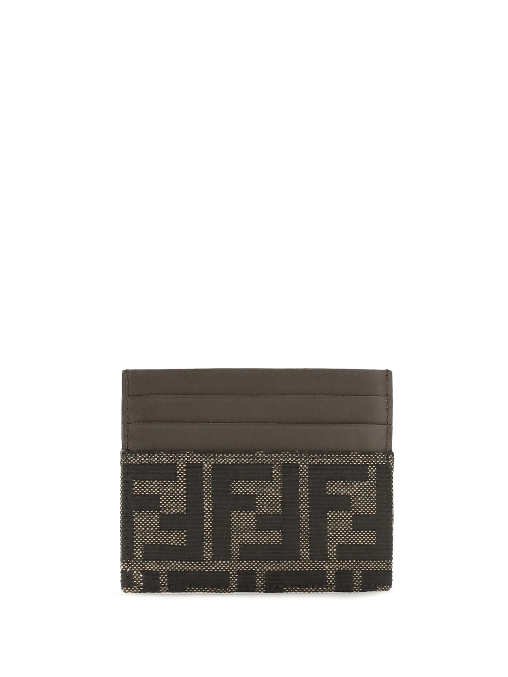 Fendi Men Ff Jacquard And Leather Card Holder FENDI