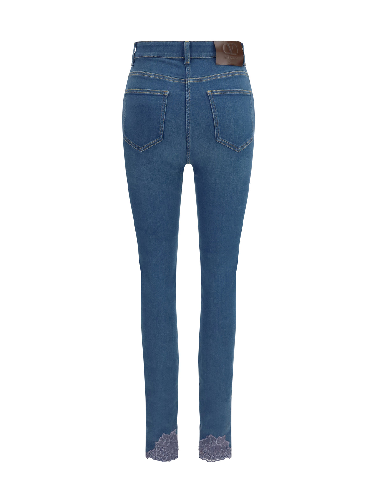 Valentino Women Fitted Jeans With Lace Details VALENTINO