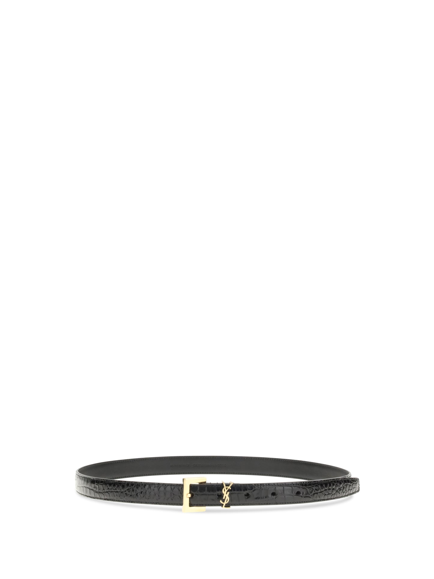Saint Laurent Women Crocodile-Effect Cassandre Belt