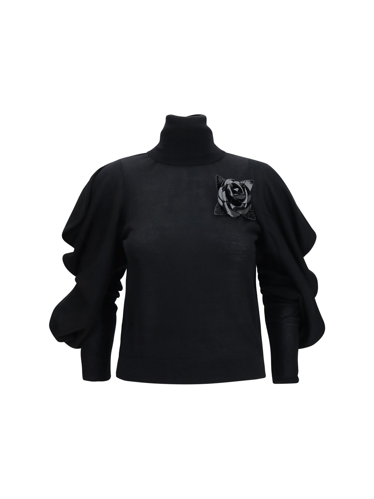 Blumarine Women High-Neck Sweater With Flower Brooch BLUMARINE