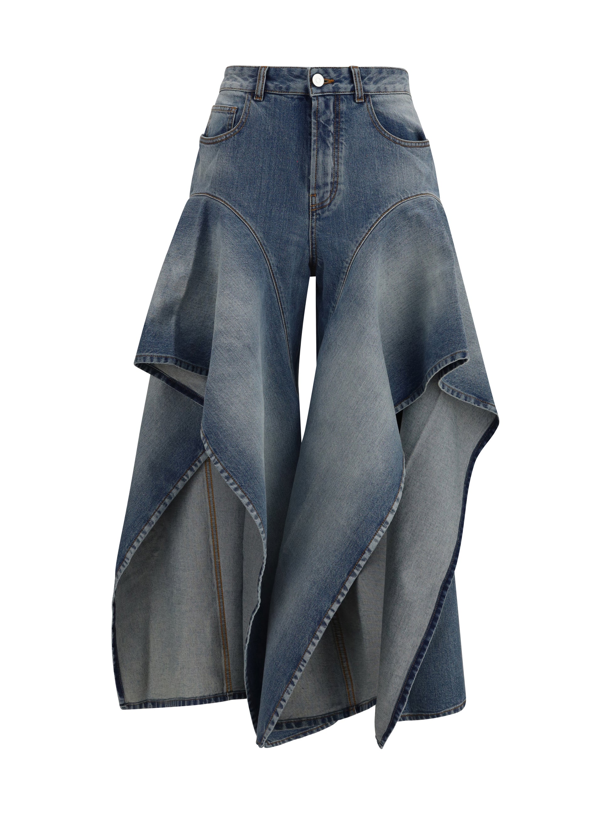 Alaïa Women Faded Ruffled Jeans ALAIA