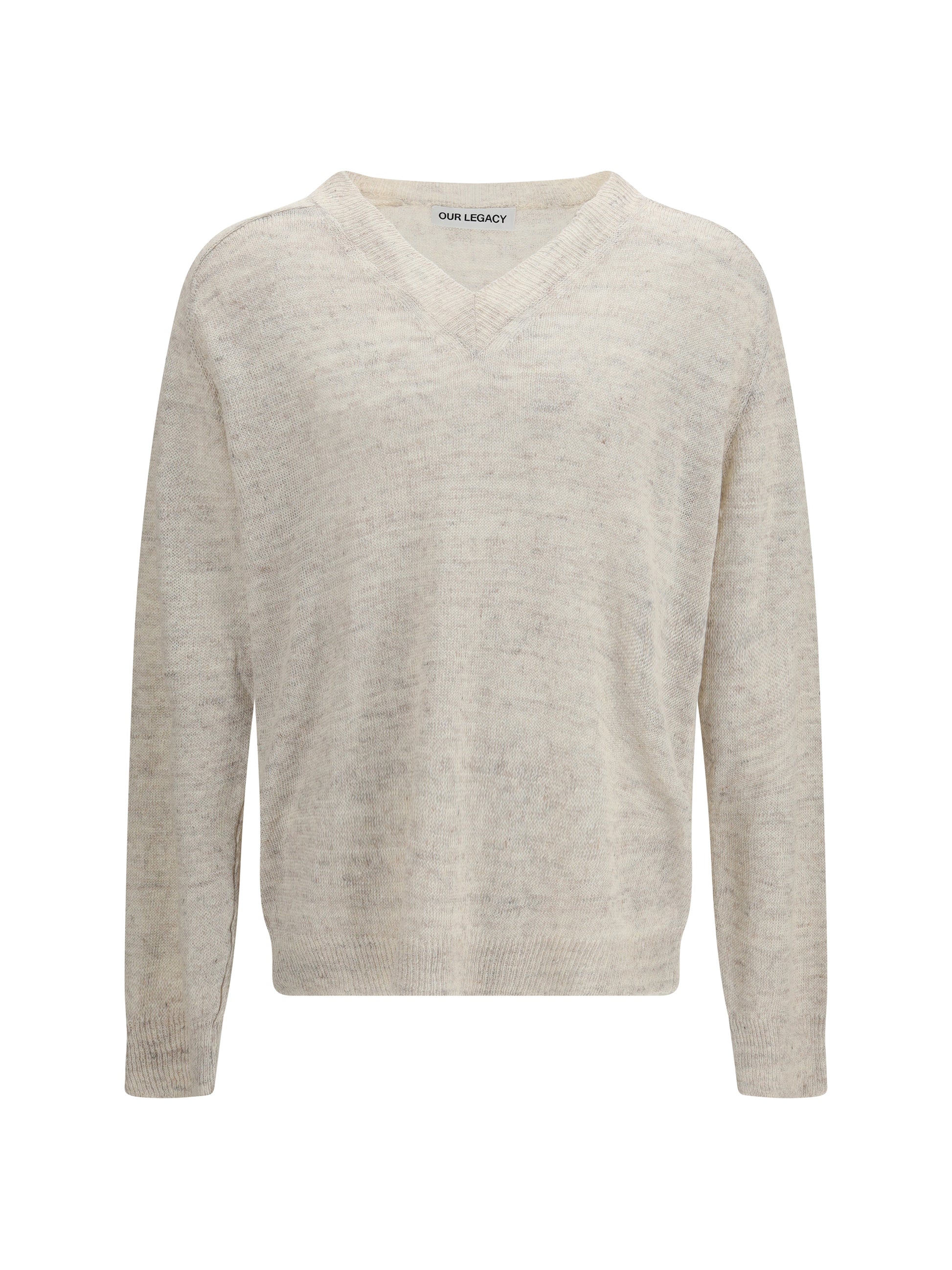 Our Legacy Men Rue V-Neck Soft Cyclone Linen Sweater OUR LEGACY