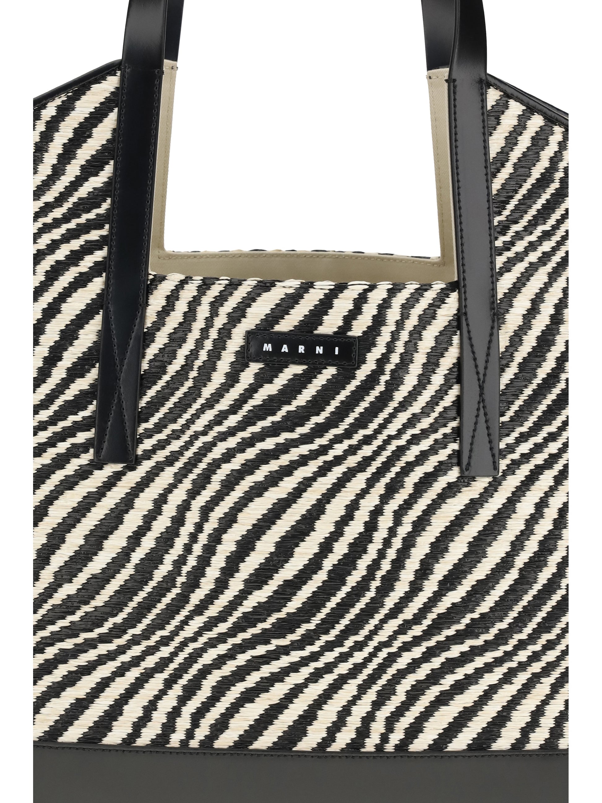 Marni Women Raffia Effect Fabric Tote Bag MARNI