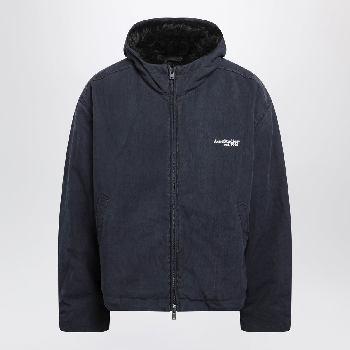 Acne Studios Midnight Blue Waxed Hooded Jacket In Cotton And Nylon Canvas Men ACNE STUDIOS