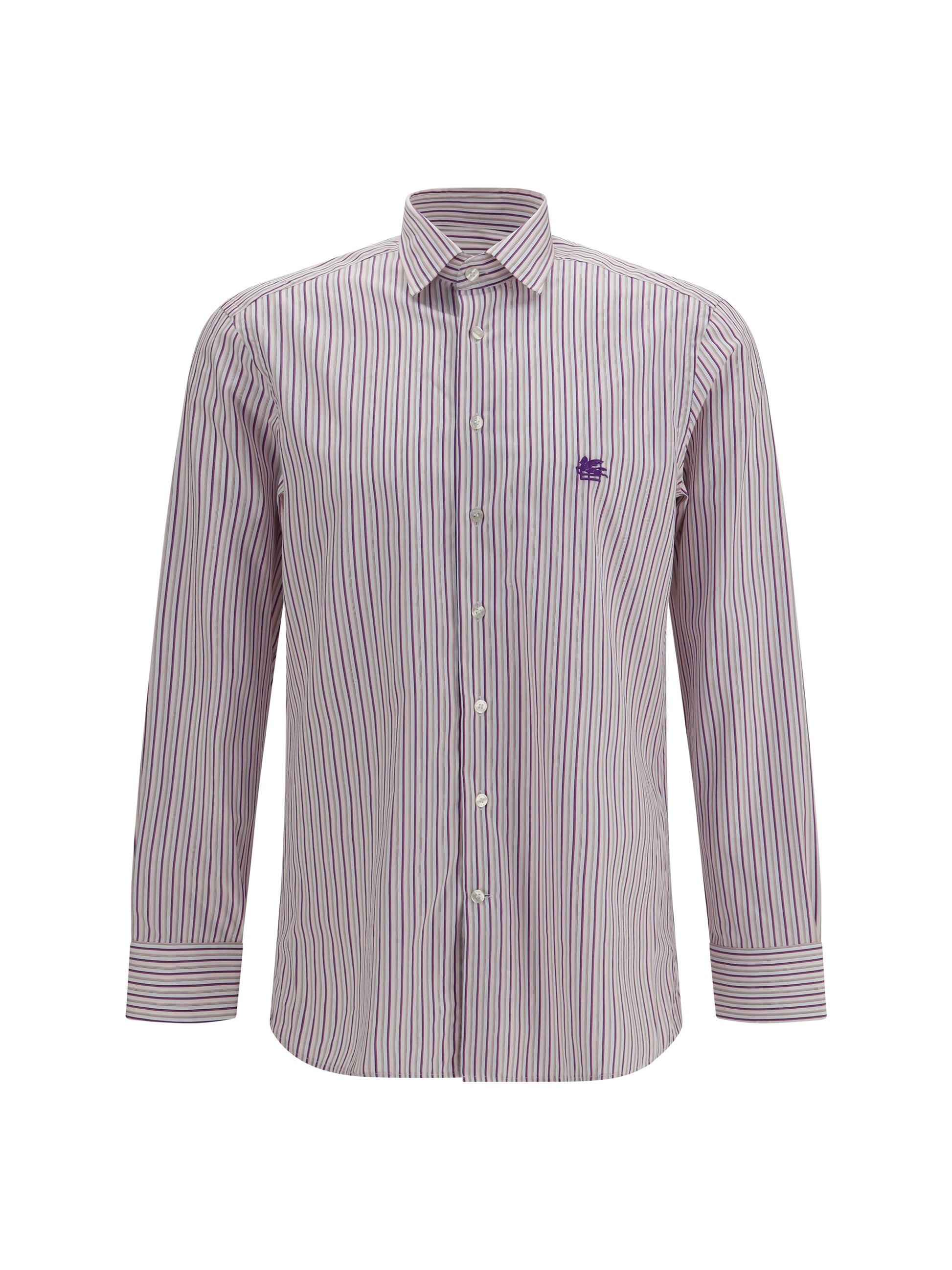 Etro Men Roma Striped Cotton Shirt With Pegaso Logo ETRO