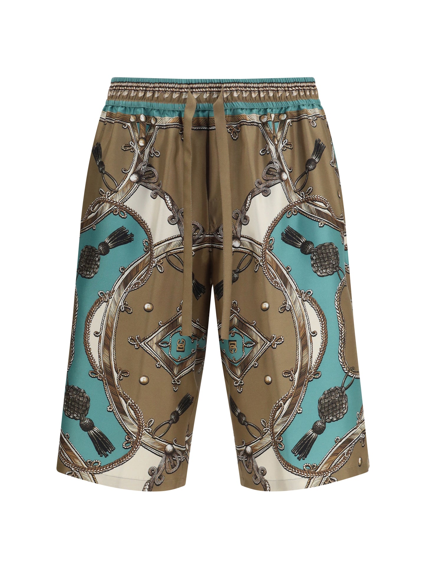 Dolce & Gabbana Men Vanity Bermuda Shorts In Washed Silk Twill With Cargo Print DOLCE & GABBANA