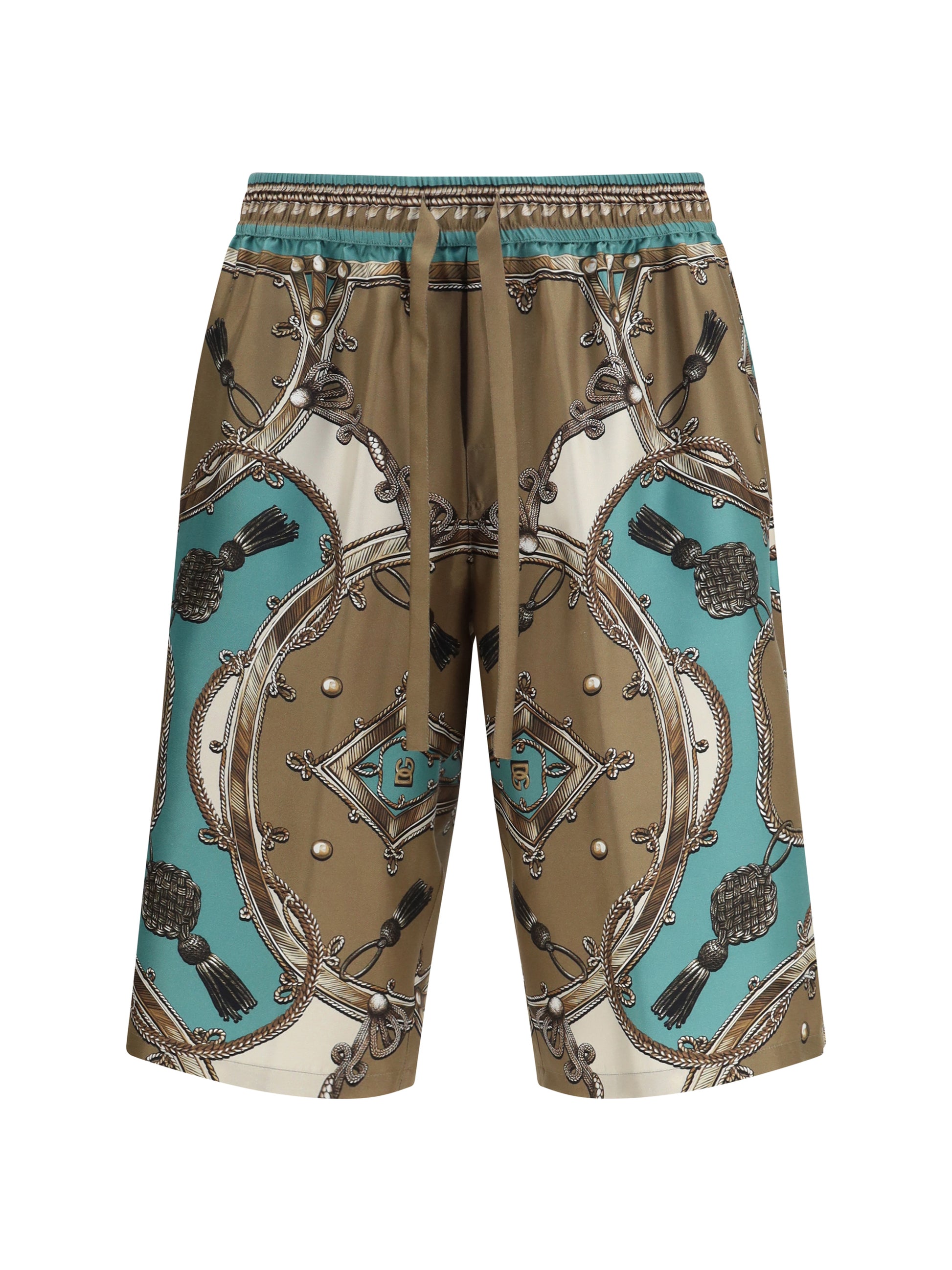 Dolce & Gabbana Men Vanity Bermuda Shorts In Washed Silk Twill With Cargo Print DOLCE & GABBANA