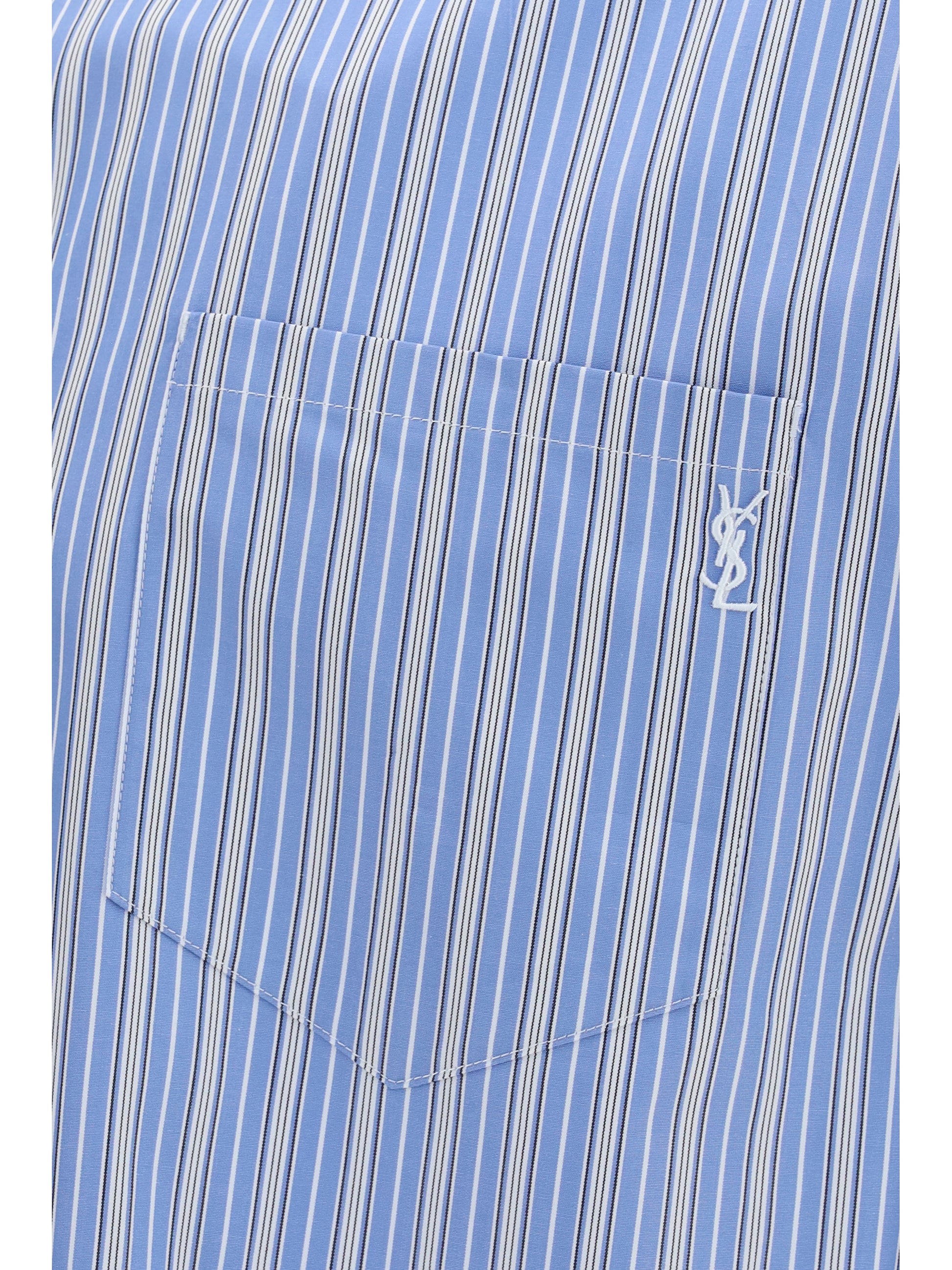 Saint Laurent Men Cassandre Striped Cotton Shirt SAINT LAURENT