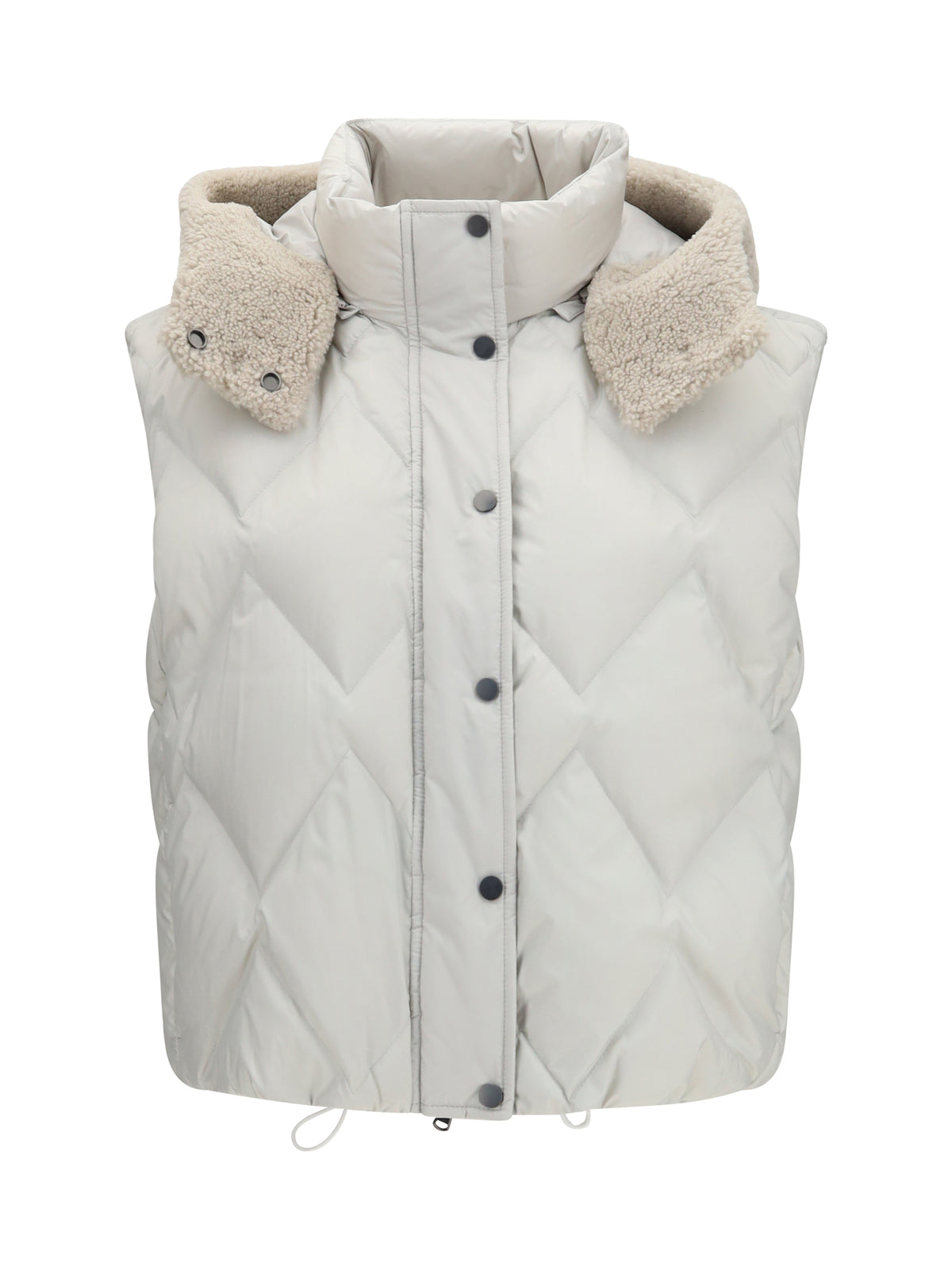 Brunello Cucinelli Women Padded Vest With Shearling Hood BRUNELLO CUCINELLI