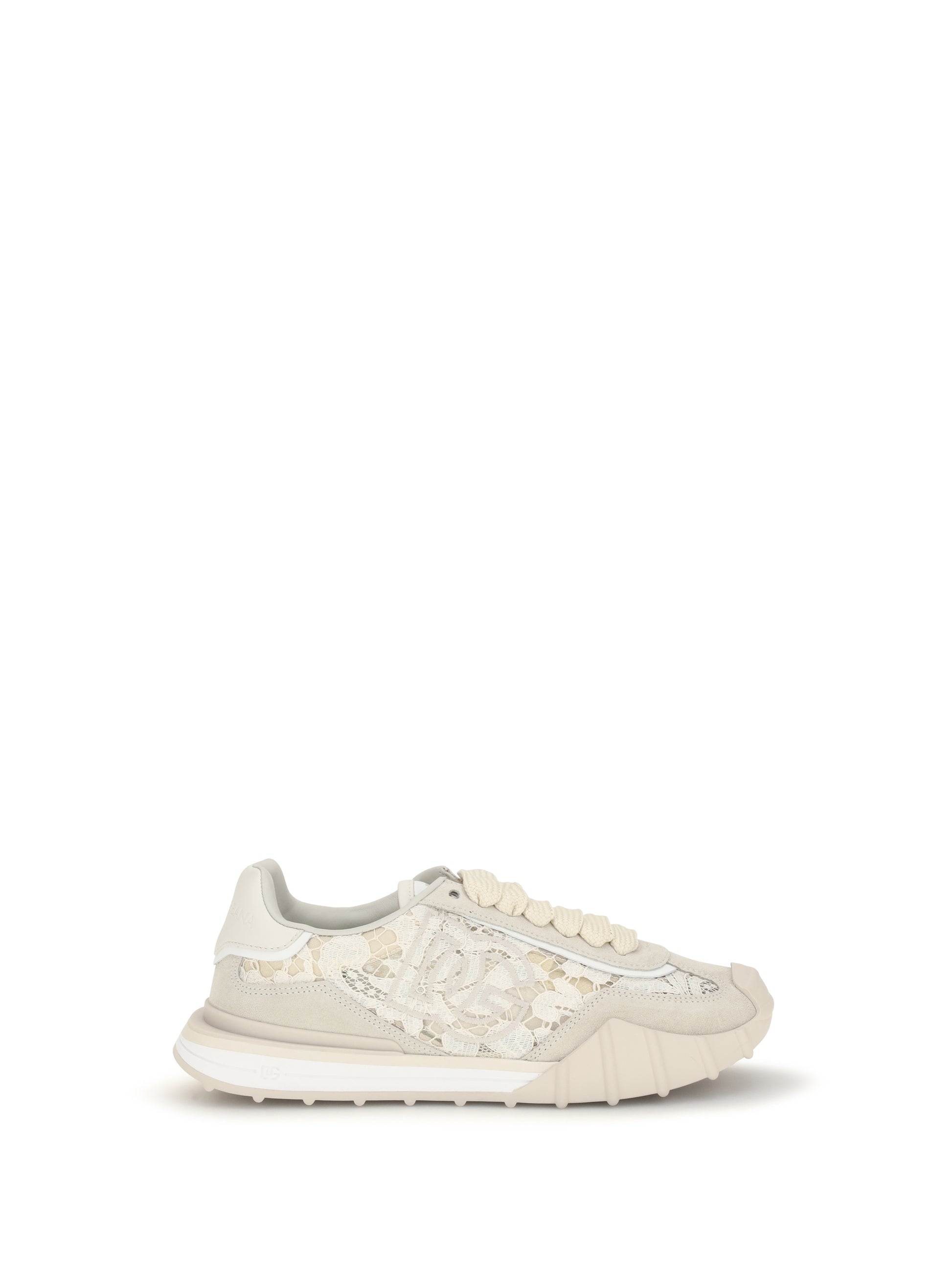 Dolce & Gabbana Women Leather And Lace Sneakers DOLCE & GABBANA