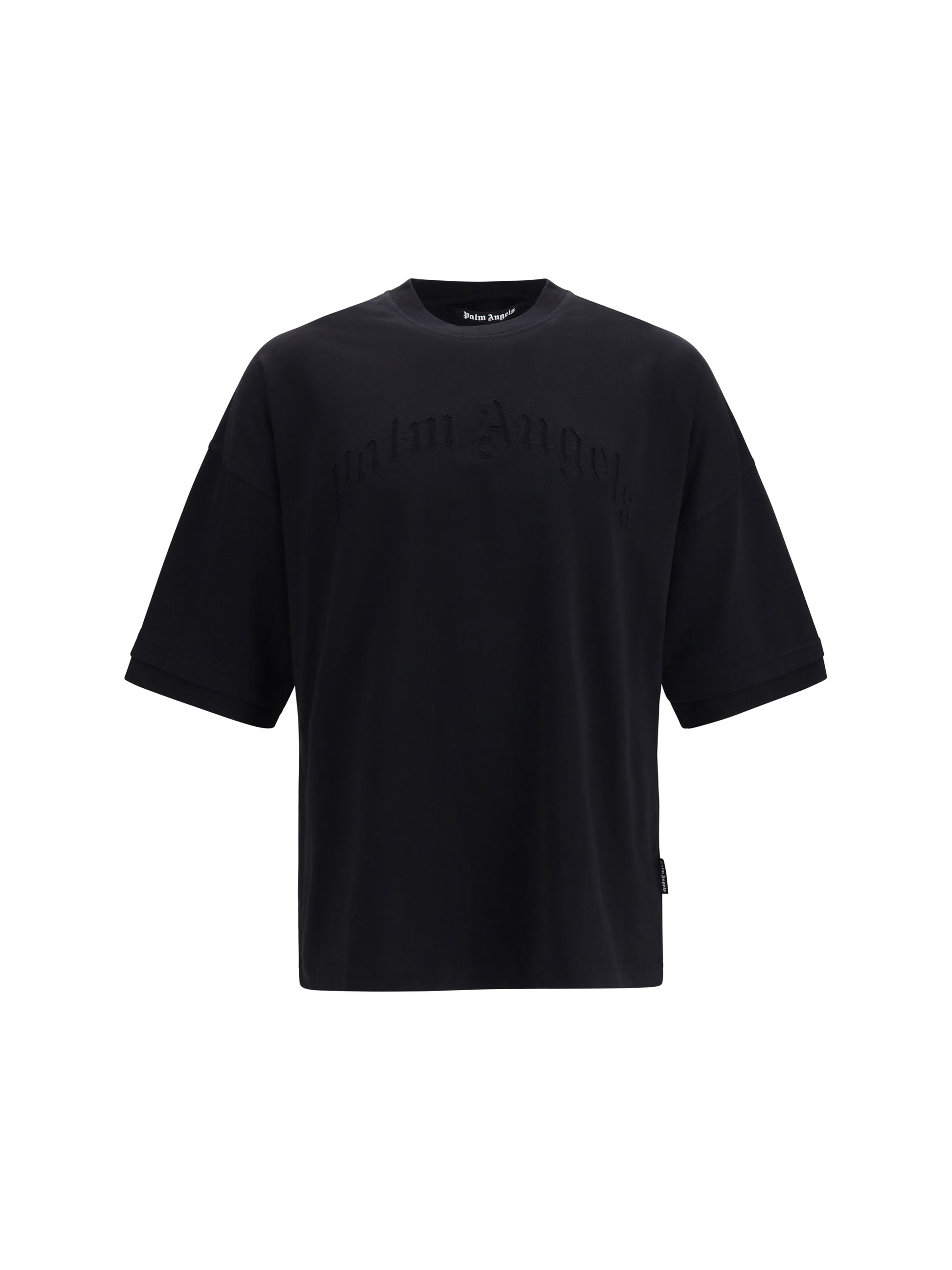 Palm Angels Men Curved Logo Double-Layer T-Shirt PALM ANGELS