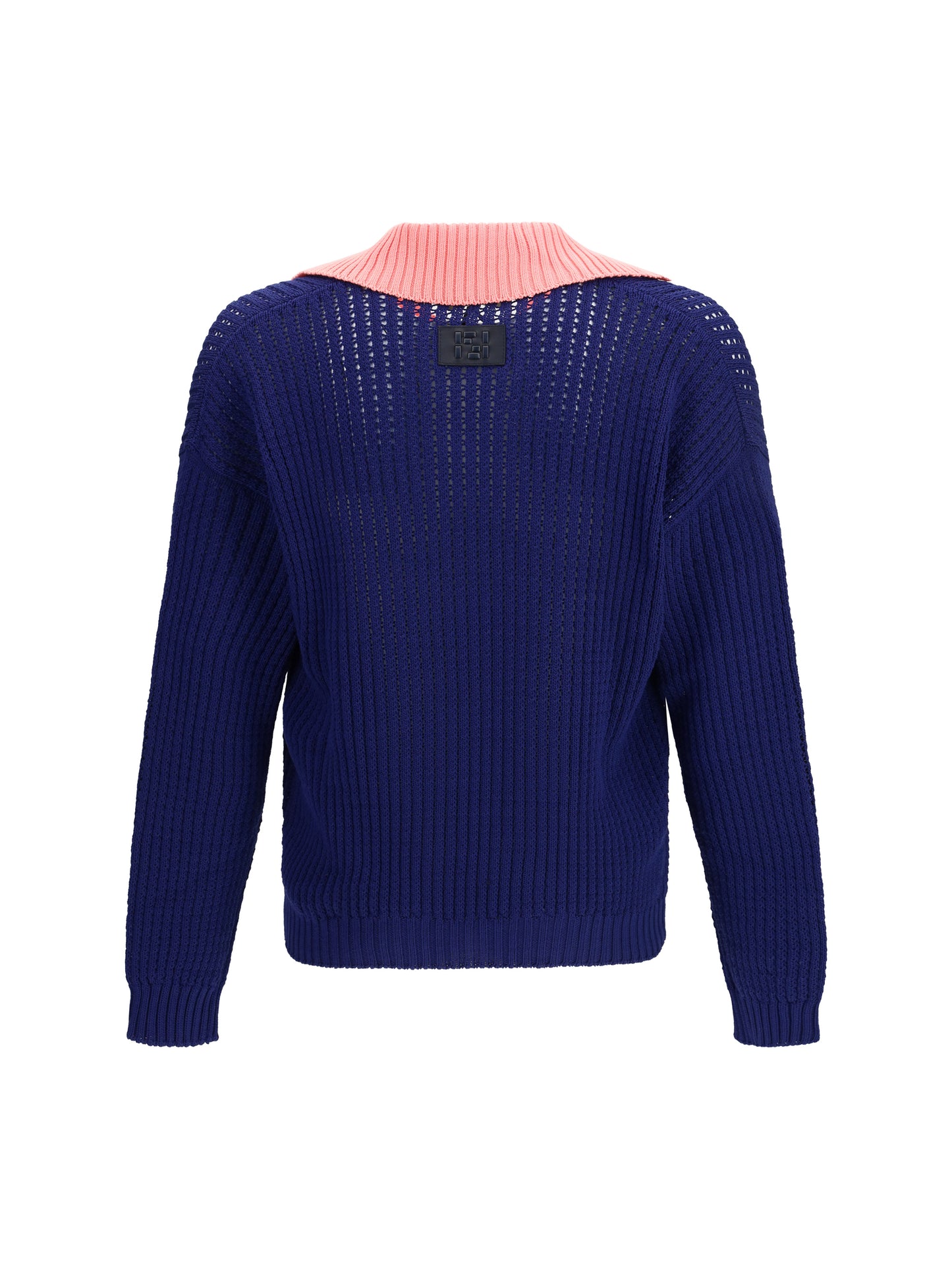 Fendi Men Ribbed V-Neck Sweater With Ff Motif FENDI