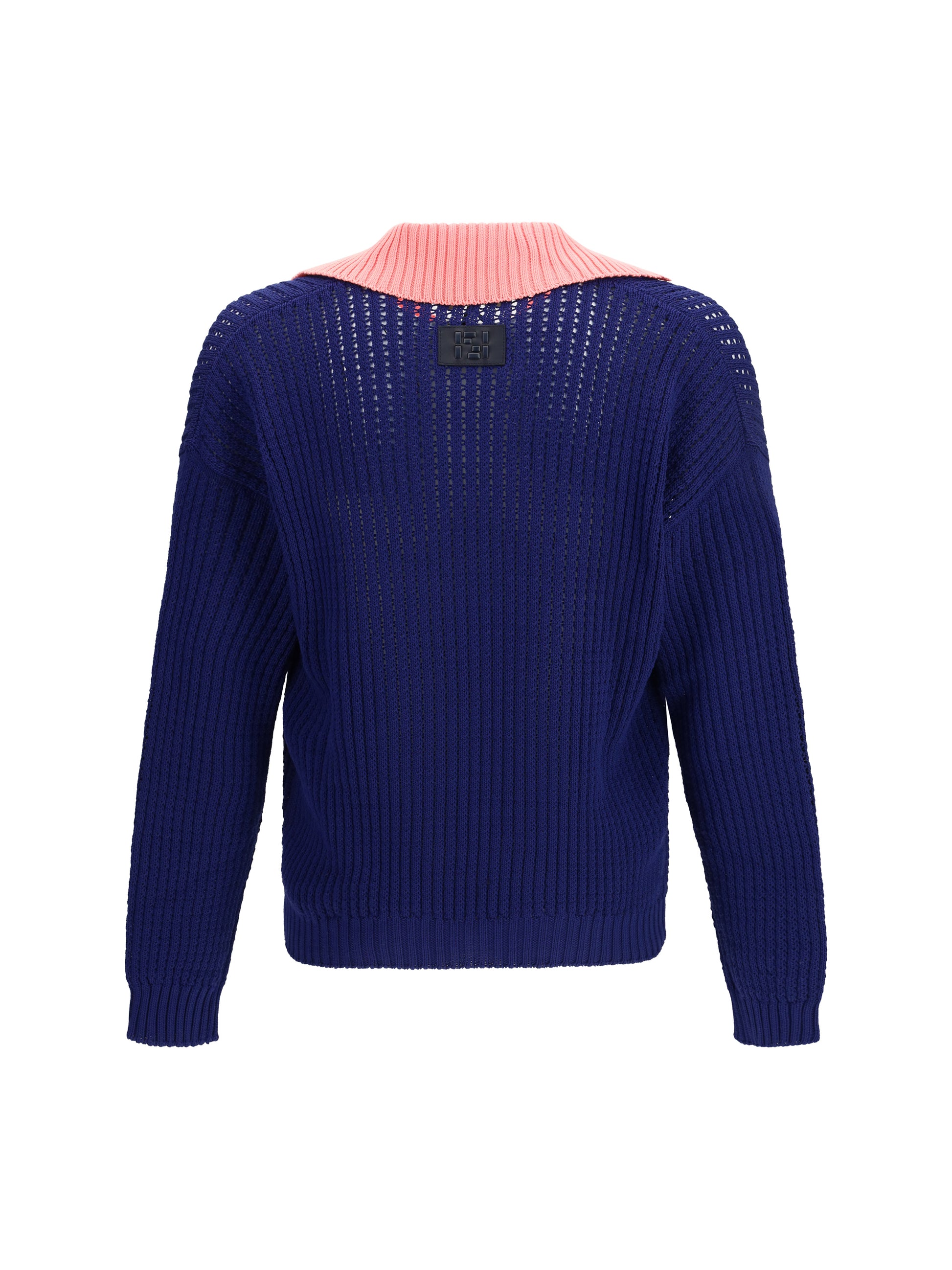 Fendi Men Ribbed V-Neck Sweater With Ff Motif FENDI
