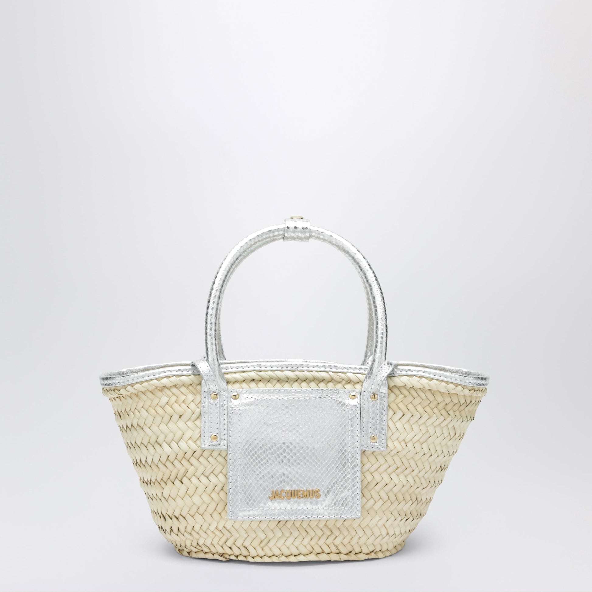 Jacquemus Small Soli Basket Bag In Natural/Silver Raffia Women JACQUEMUS