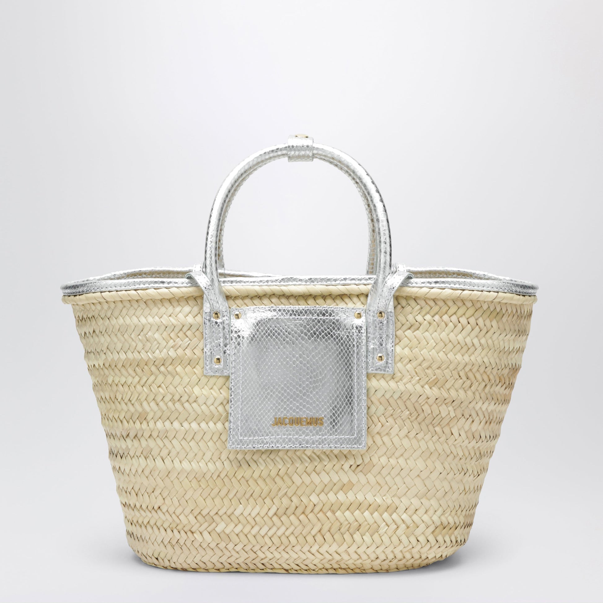 Jacquemus Soli Basket Bag In Natural/Silver Raffia Women JACQUEMUS