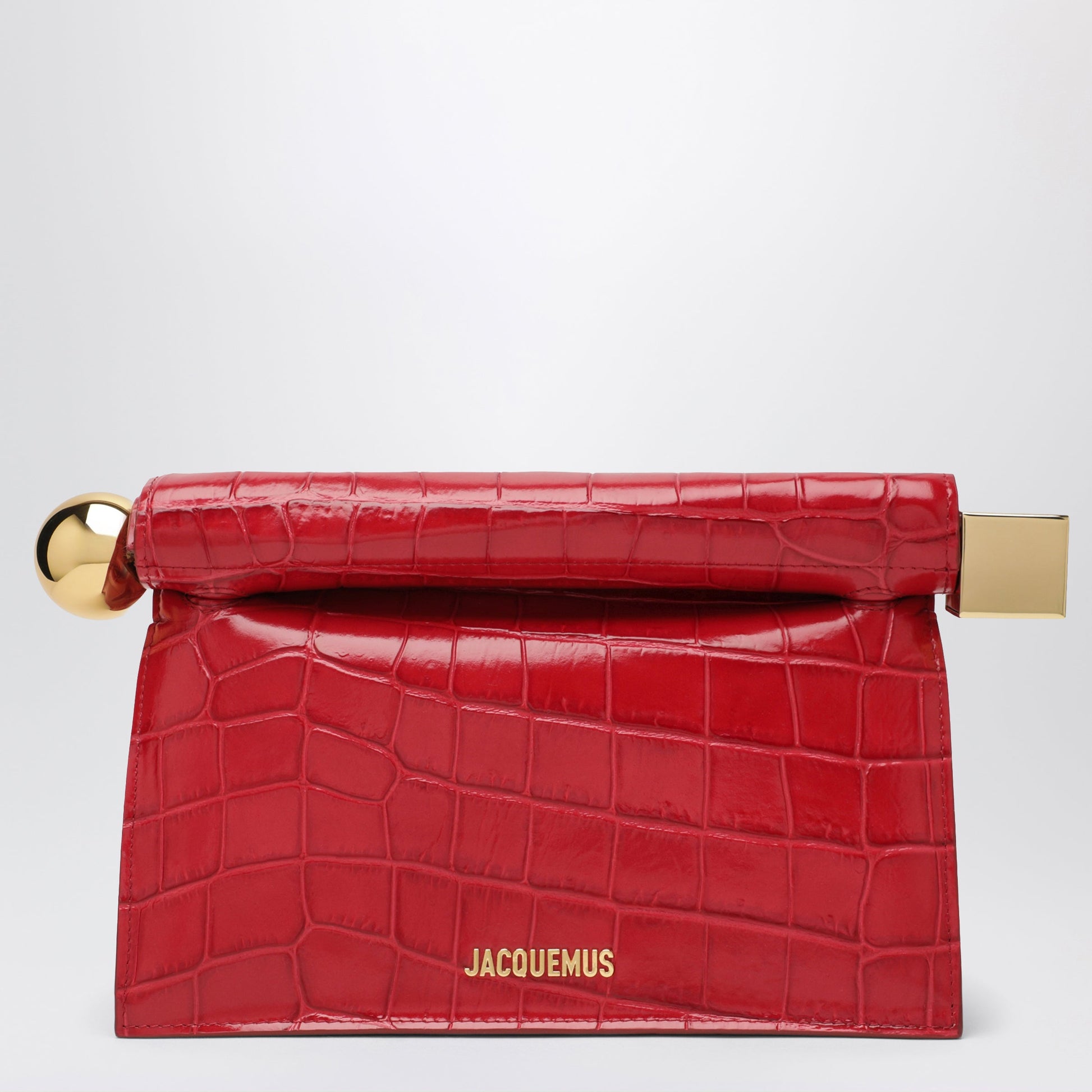 Jacquemus La Pochette Rond Carre Red Leather Clutch Women JACQUEMUS