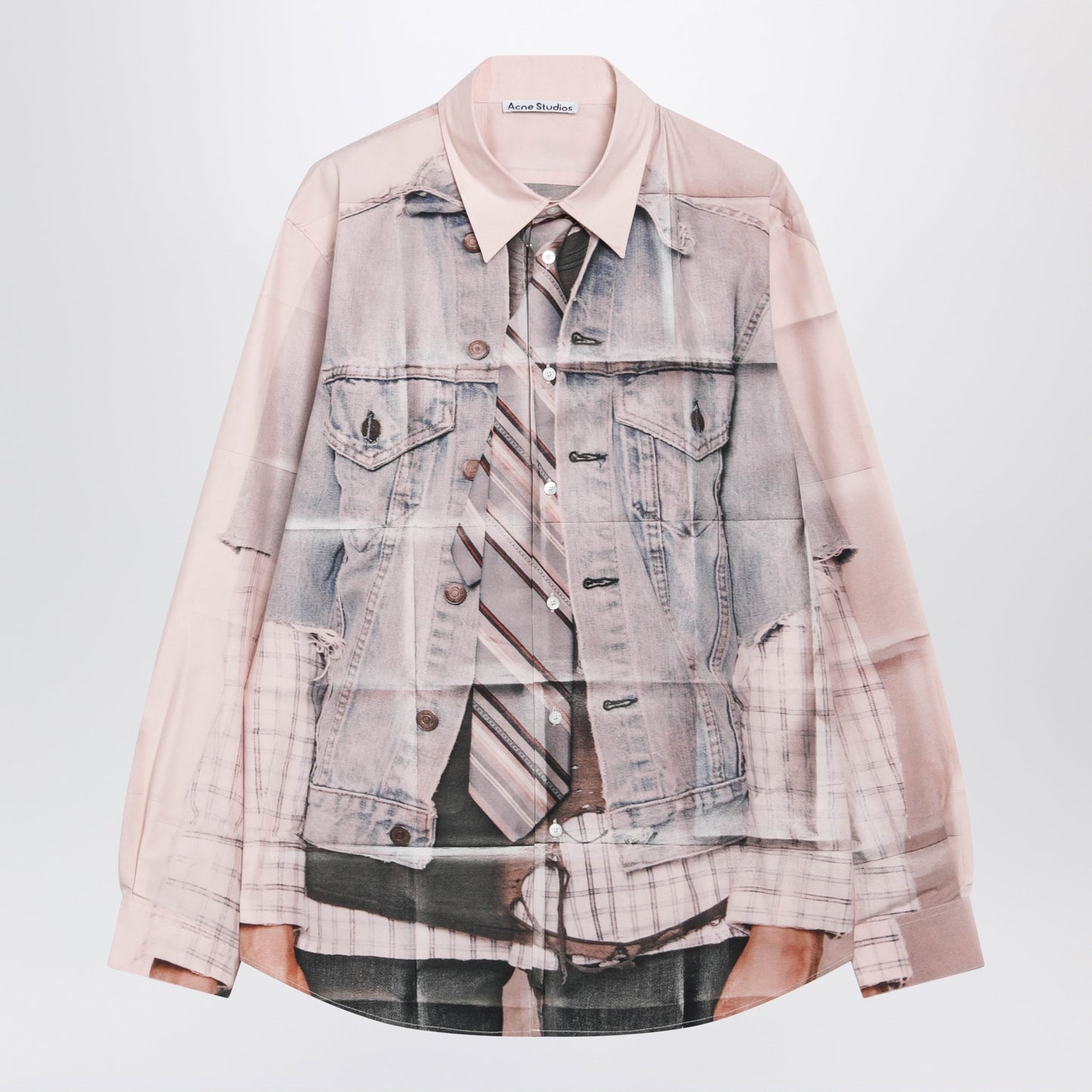 Acne Studios Pink Cotton Shirt With Trompe-Lâ€Å“Il Print Men ACNE STUDIOS