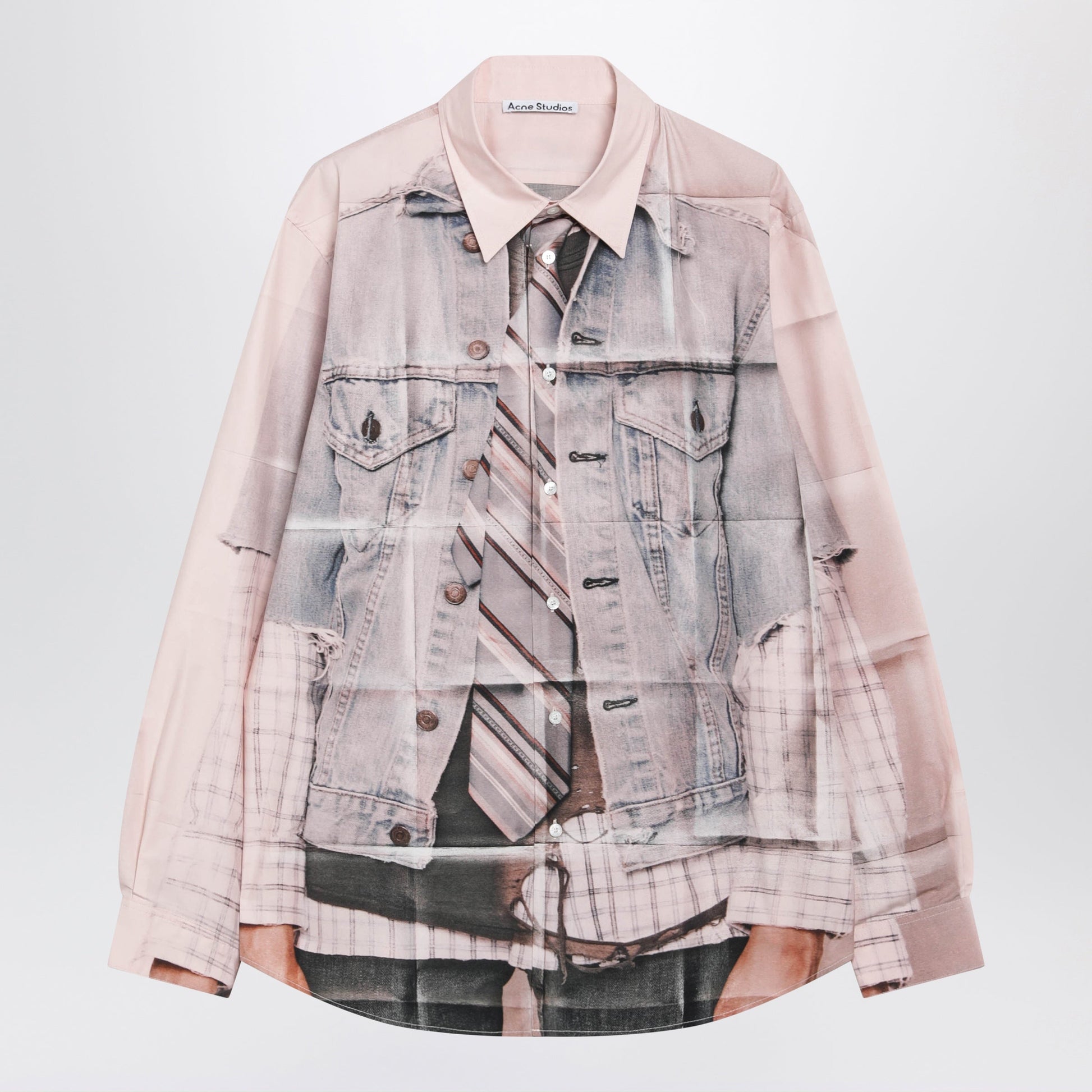 Acne Studios Pink Cotton Shirt With Trompe-Lâ€Å“Il Print Men ACNE STUDIOS