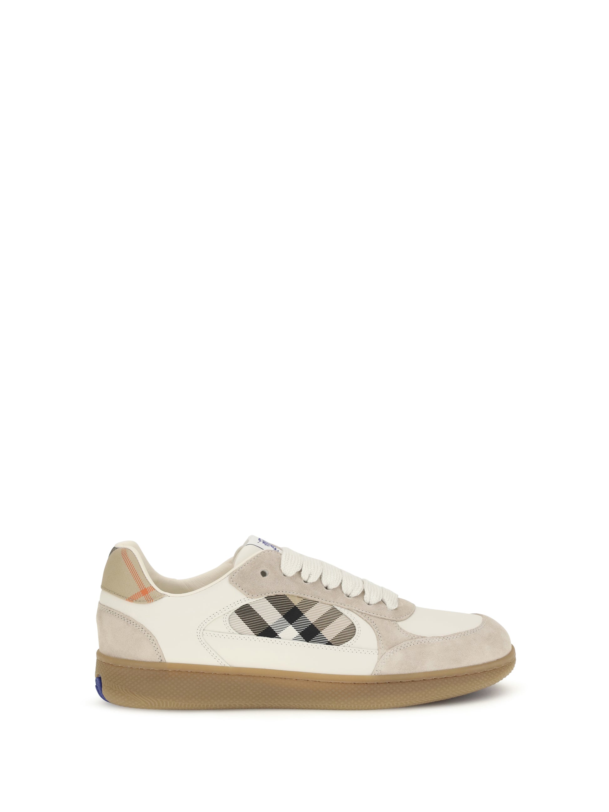 Burberry Men Terrace Leather And Check Sneakers BURBERRY