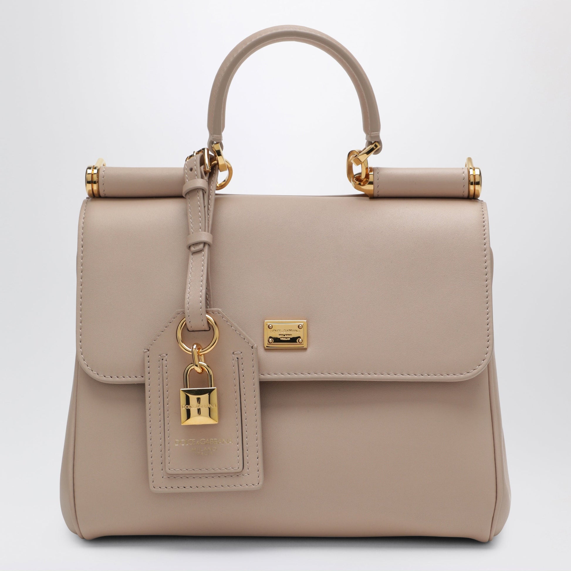 Dolce&Gabbana My Sicily Small Nude-Colored Plonge Leather Bag Women DOLCE & GABBANA