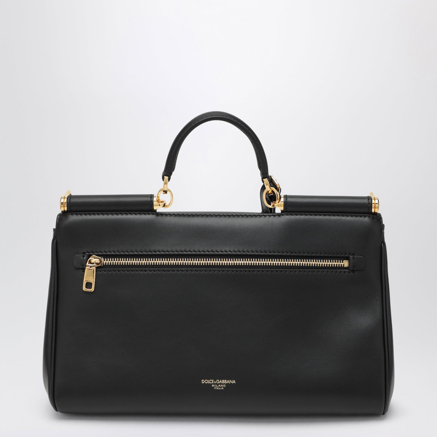 Dolce&Gabbana My Sicily Medium Black Plonge Leather Bag Women DOLCE & GABBANA