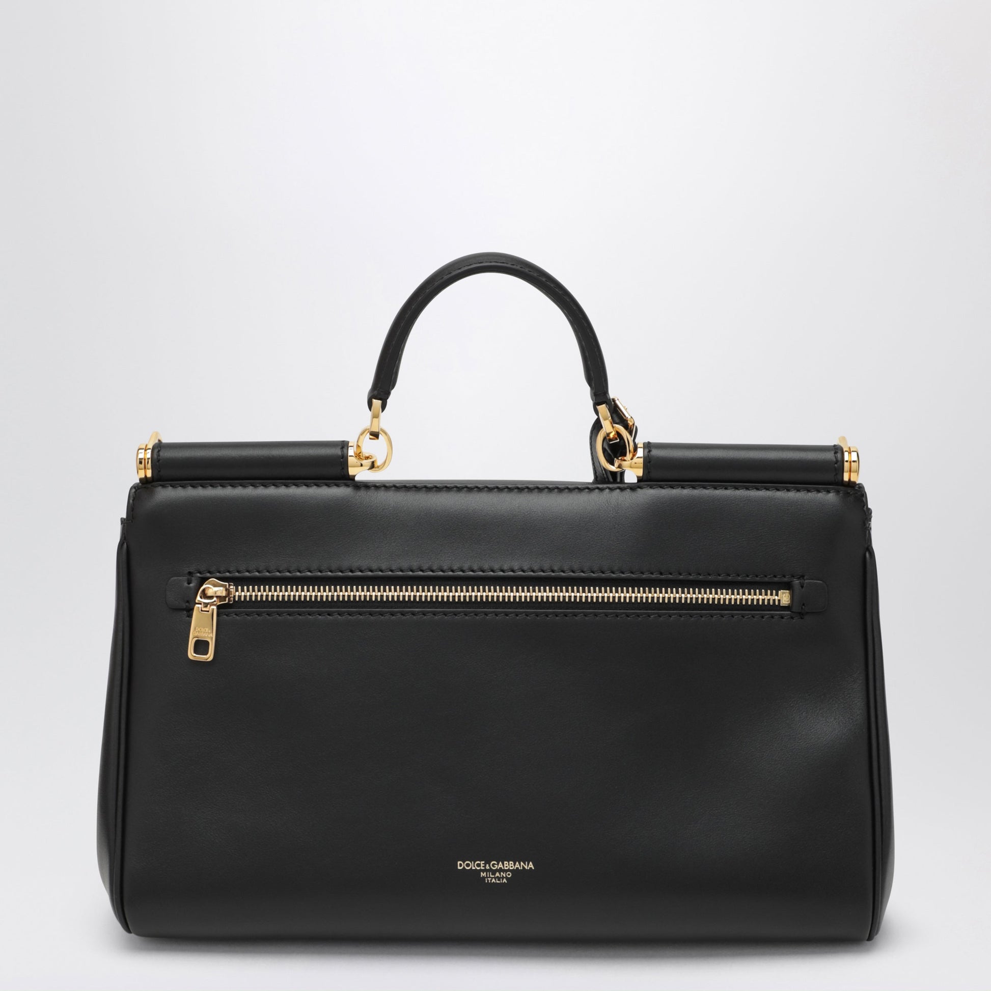 Dolce&Gabbana My Sicily Medium Black Plonge Leather Bag Women DOLCE & GABBANA