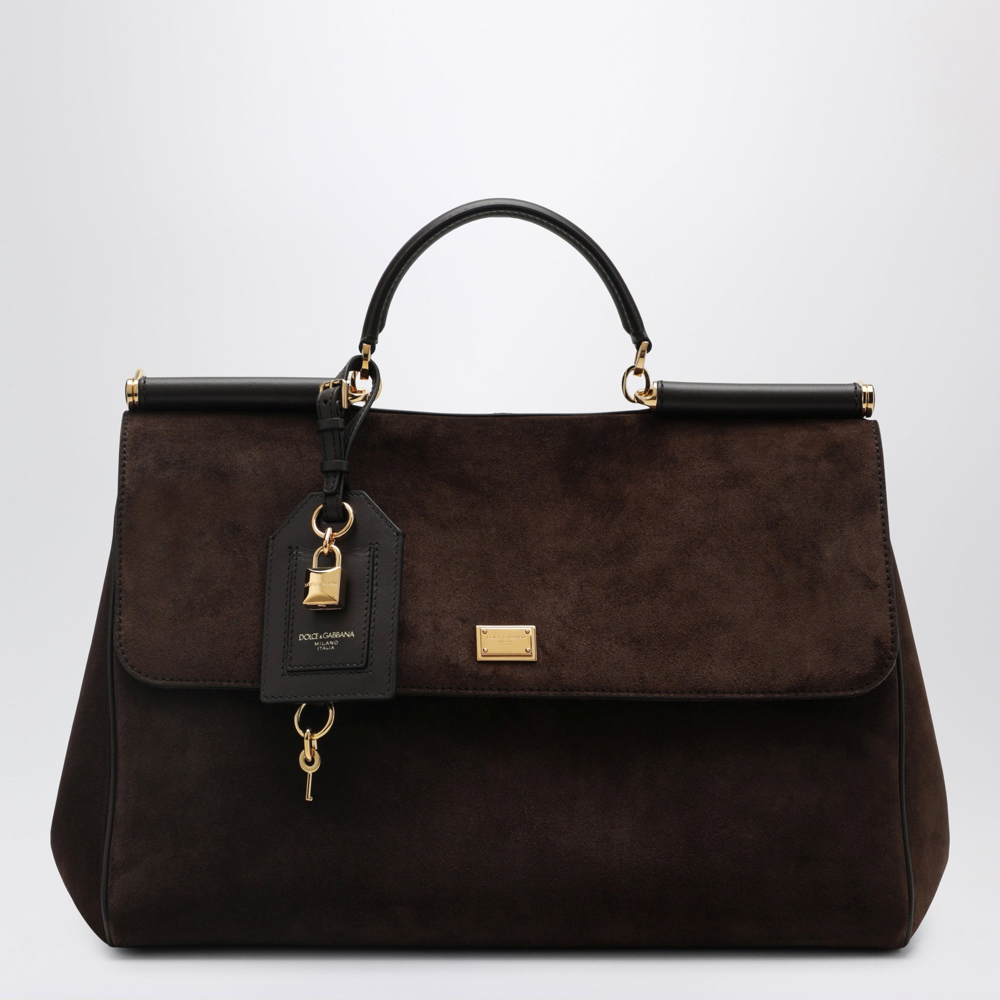 Dolce&Gabbana My Sicily Large Ebony Brown Suede Bag Women DOLCE & GABBANA