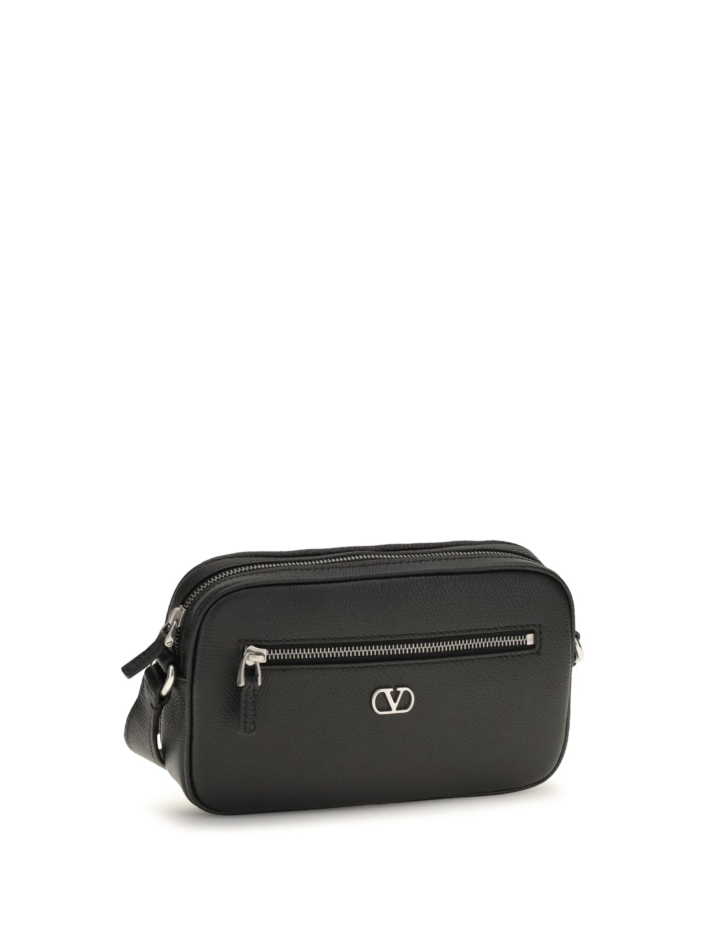 Valentino Garavani Men Grained Leather Crossbody Bag With Zip VALENTINO GARAVANI