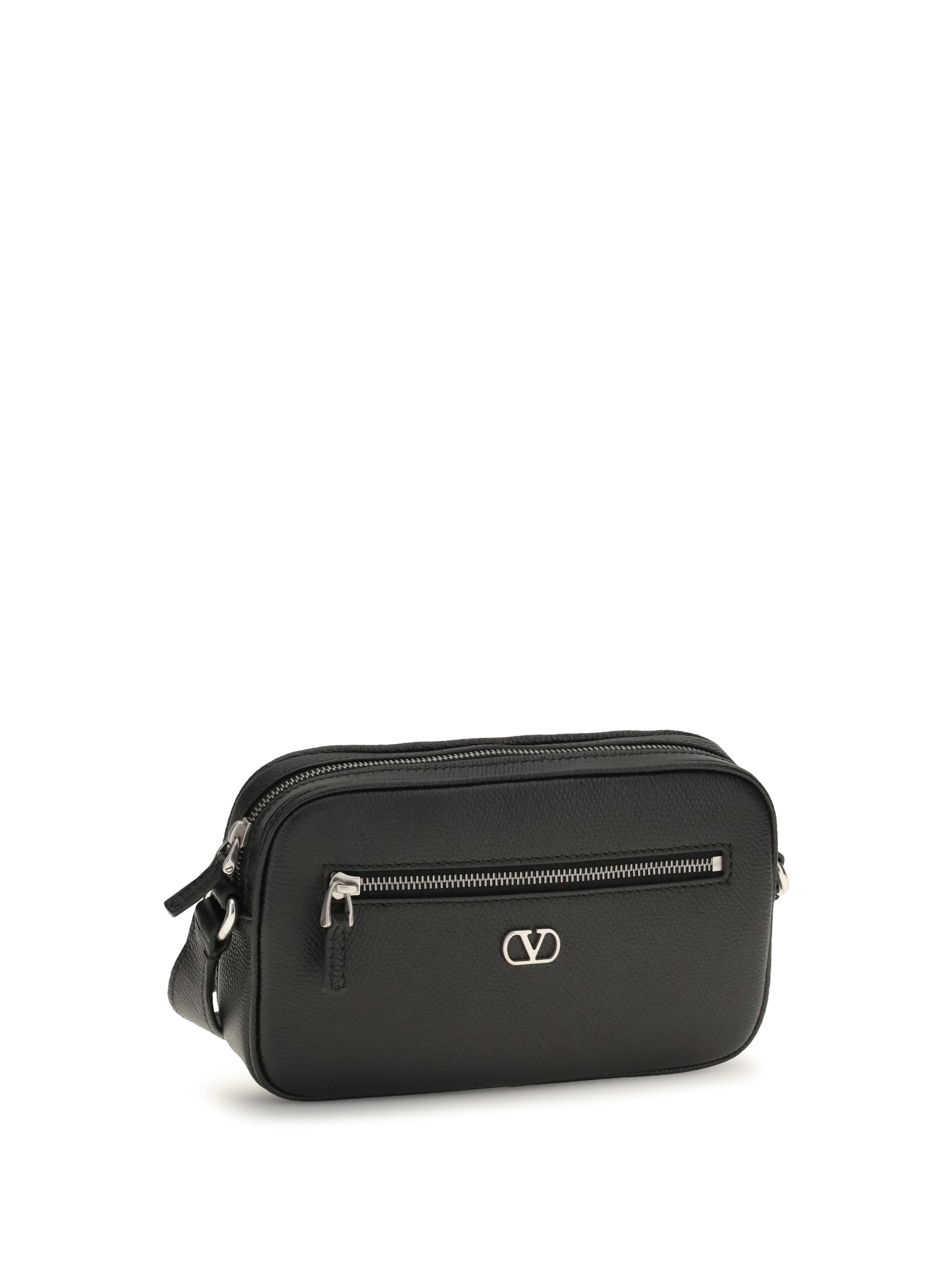 Valentino Garavani Men Grained Leather Crossbody Bag With Zip VALENTINO GARAVANI