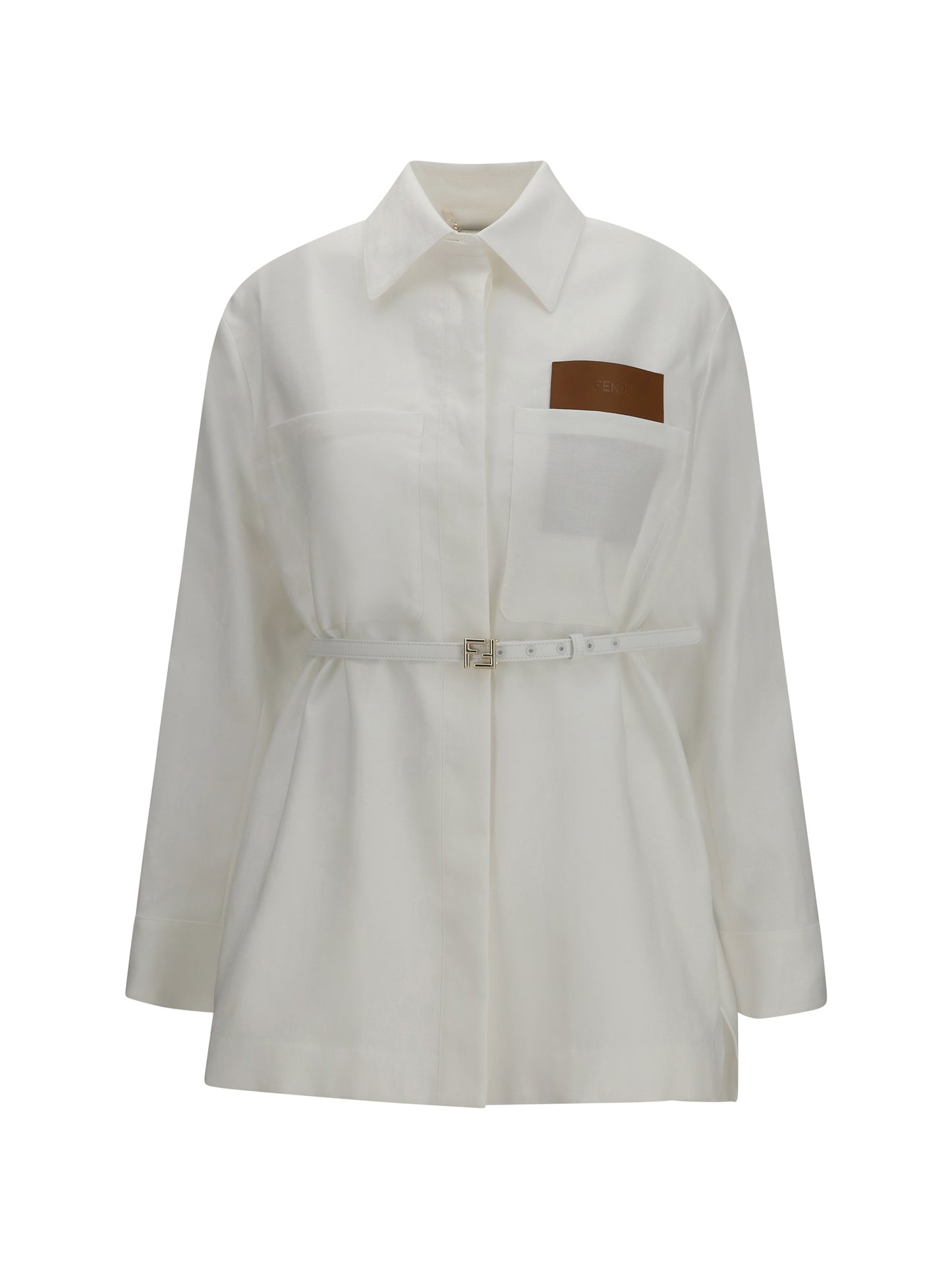 Fendi Women Linen And Cotton Belted Jacket FENDI