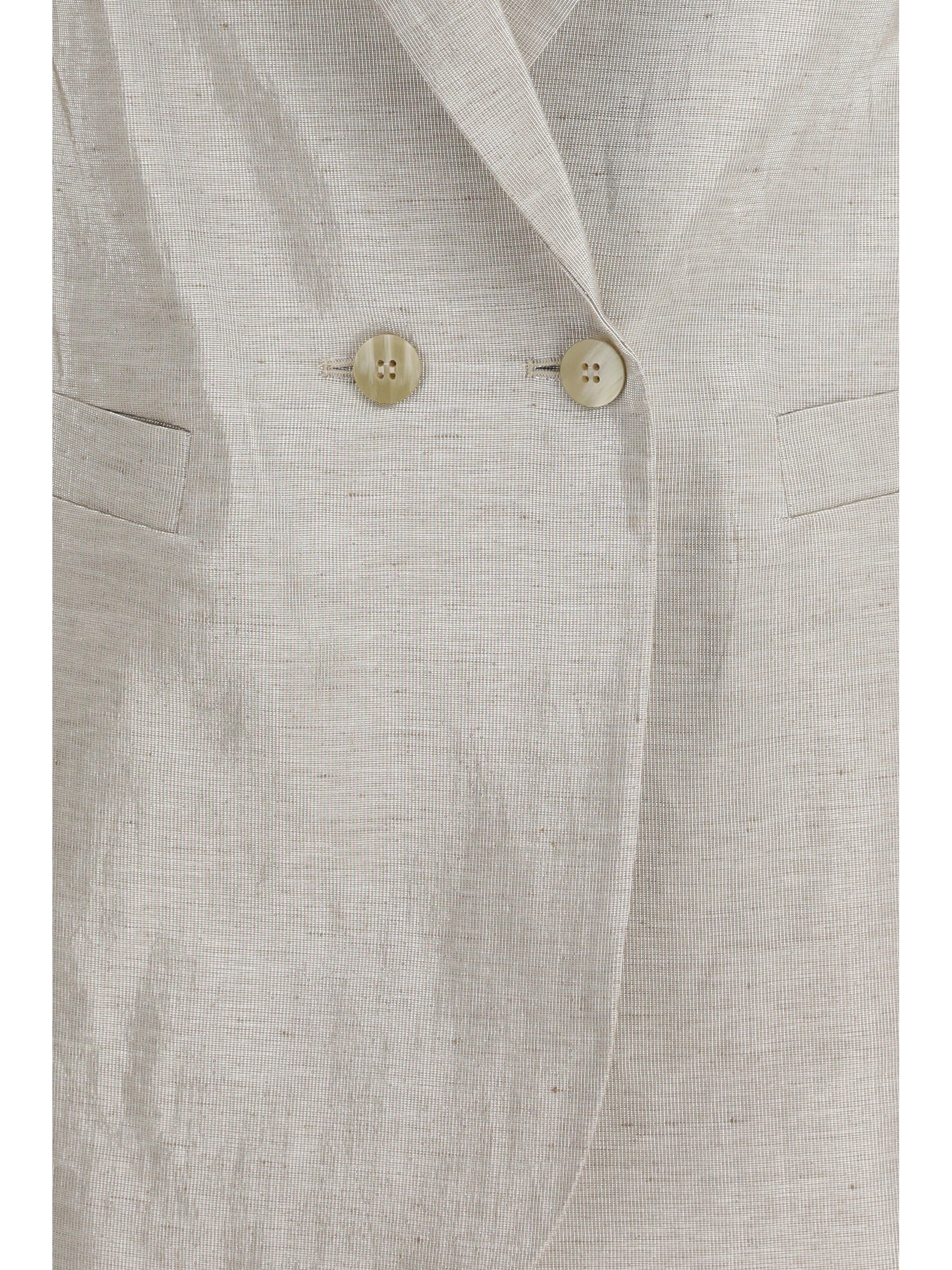 Forte_Forte Women Double-Breasted Jacket In Linen And Lurex With Jewel Buttons FORTE FORTE