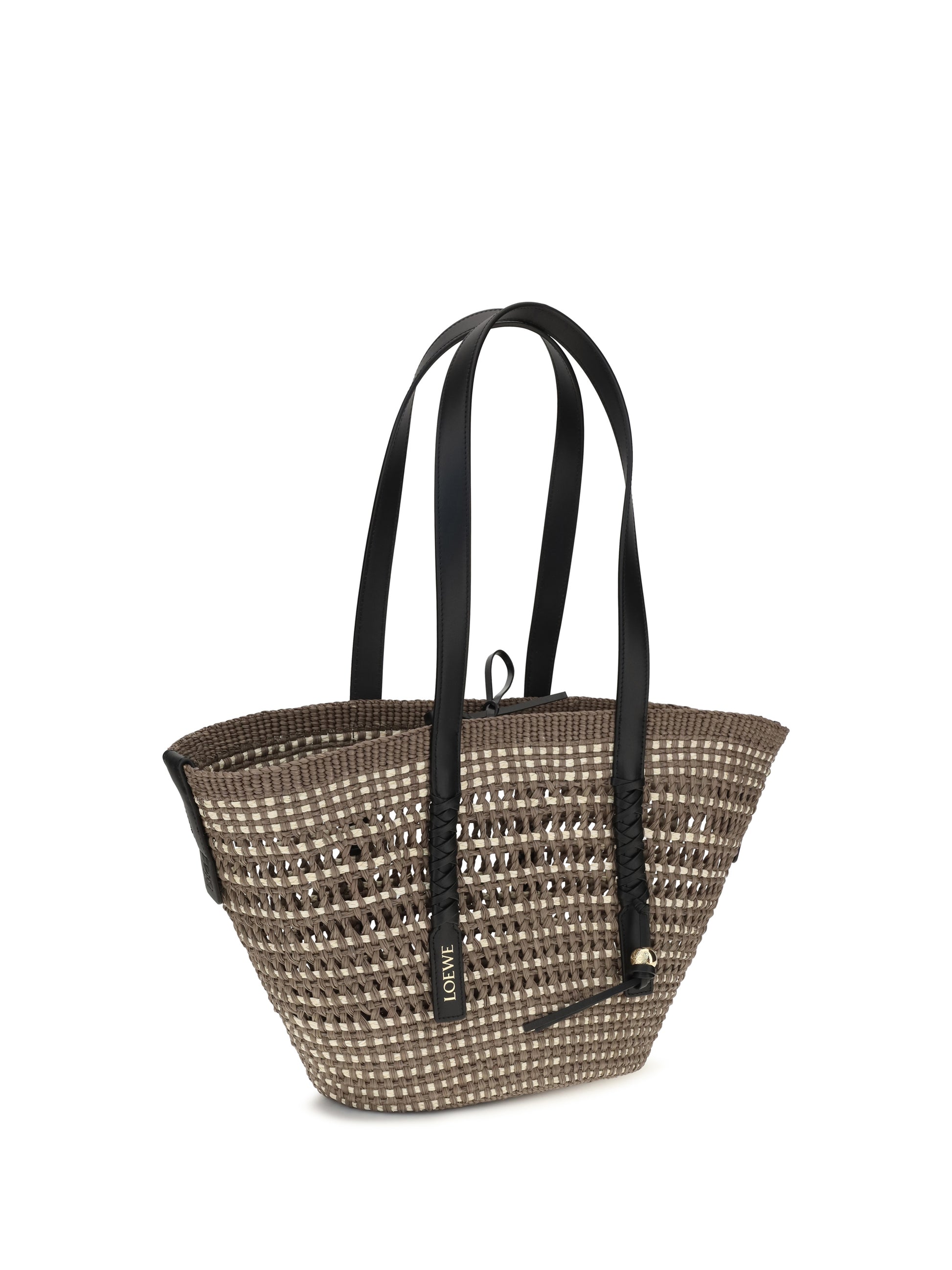 Loewe Women Medium Braid Basket Shoulder Bag In Iraca Palm And Calfskin LOEWE