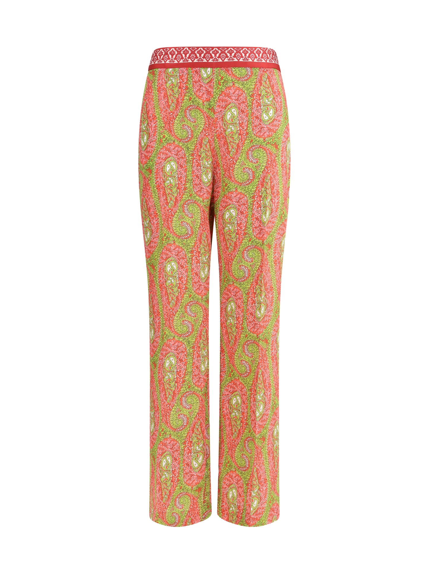 Etro Women Bootcut Trousers With Placed Paisley Foliage Print ETRO