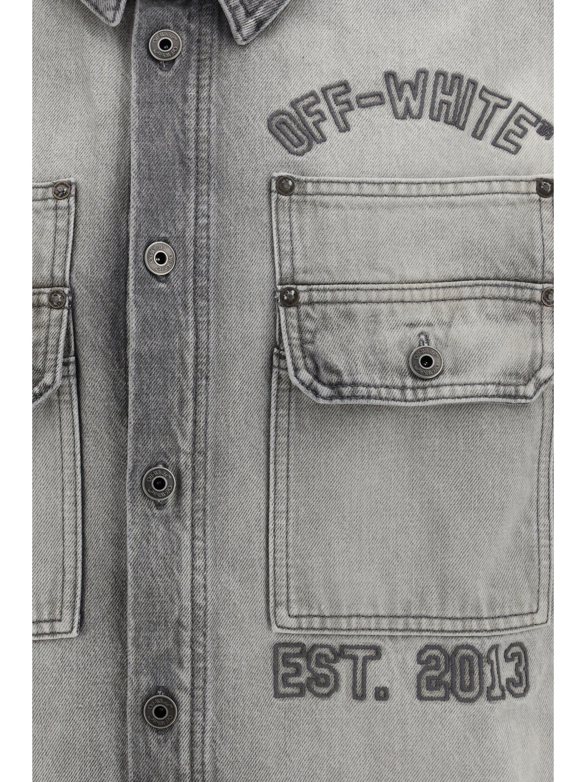Off-White Men Diag Military Overshirt In Denim OFF-WHITE