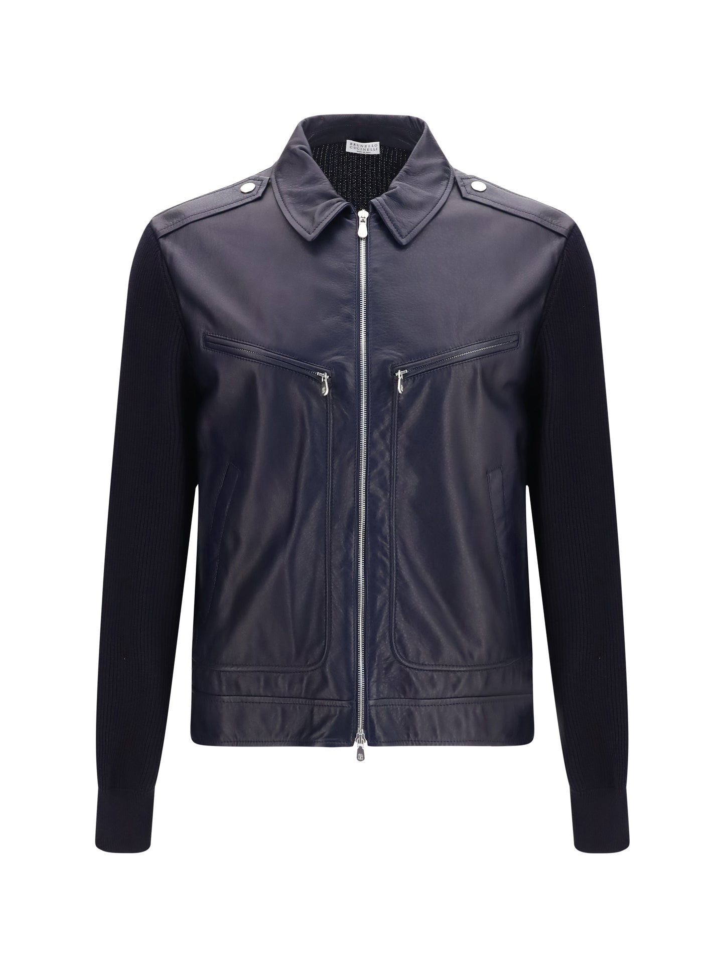 Brunello Cucinelli Men Leather And Knit Jacket BRUNELLO CUCINELLI
