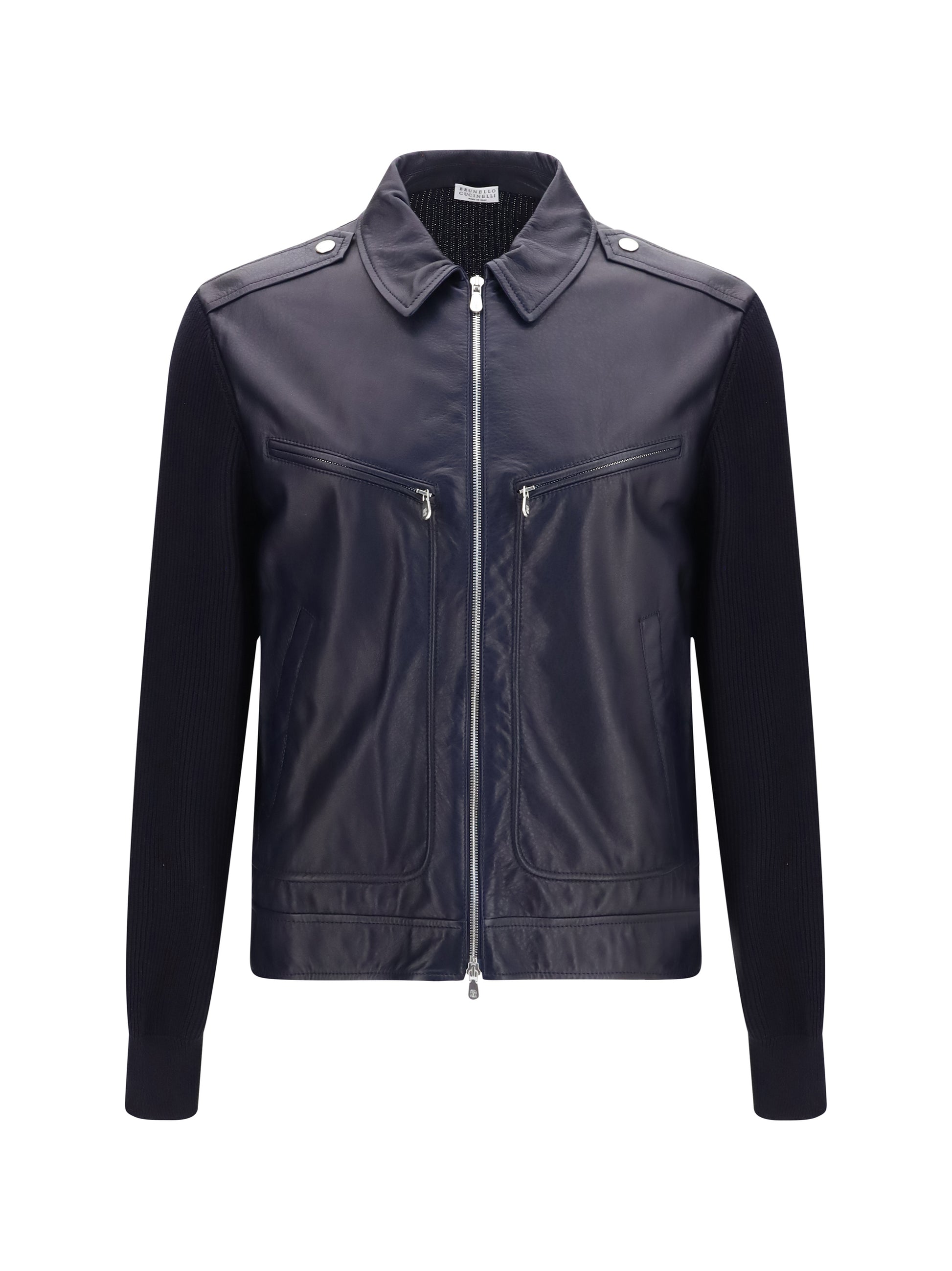 Brunello Cucinelli Men Leather And Knit Jacket BRUNELLO CUCINELLI