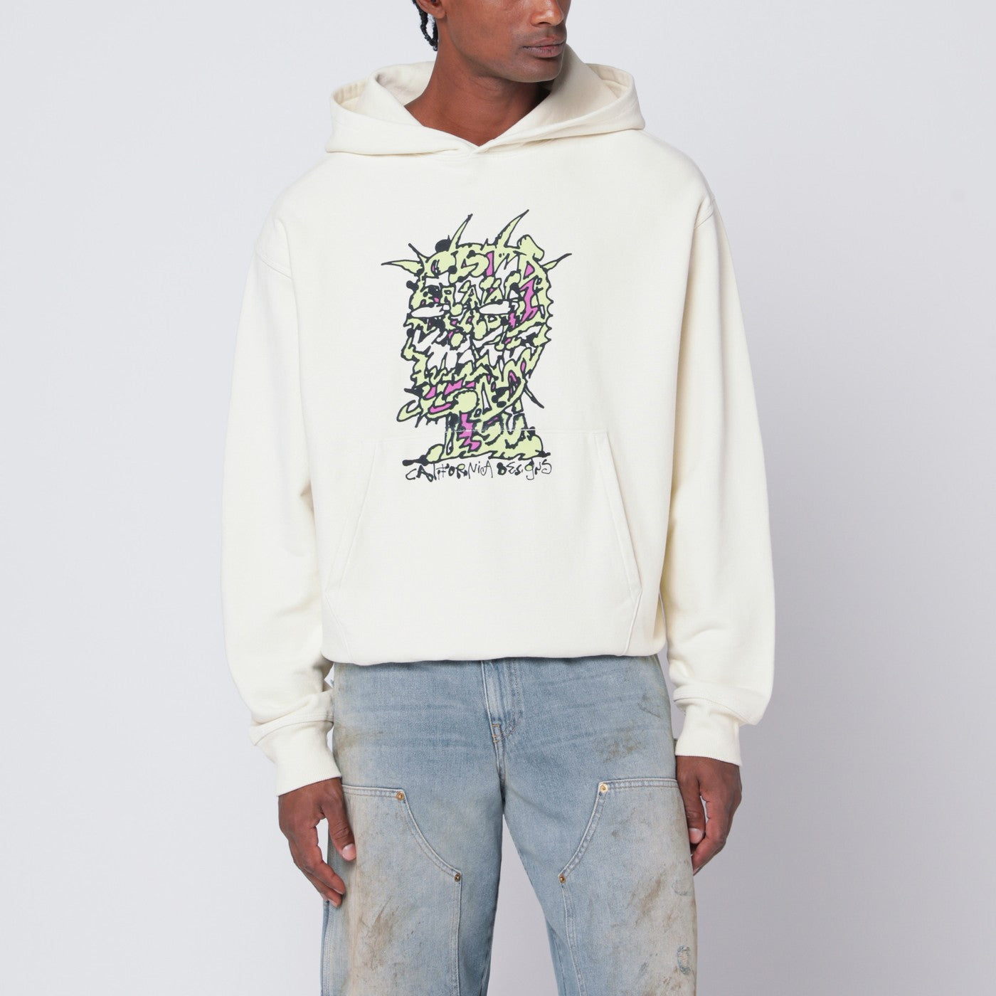 Brain Dead Light Beige Scrambled Head Sweatshirt Men Brain Dead