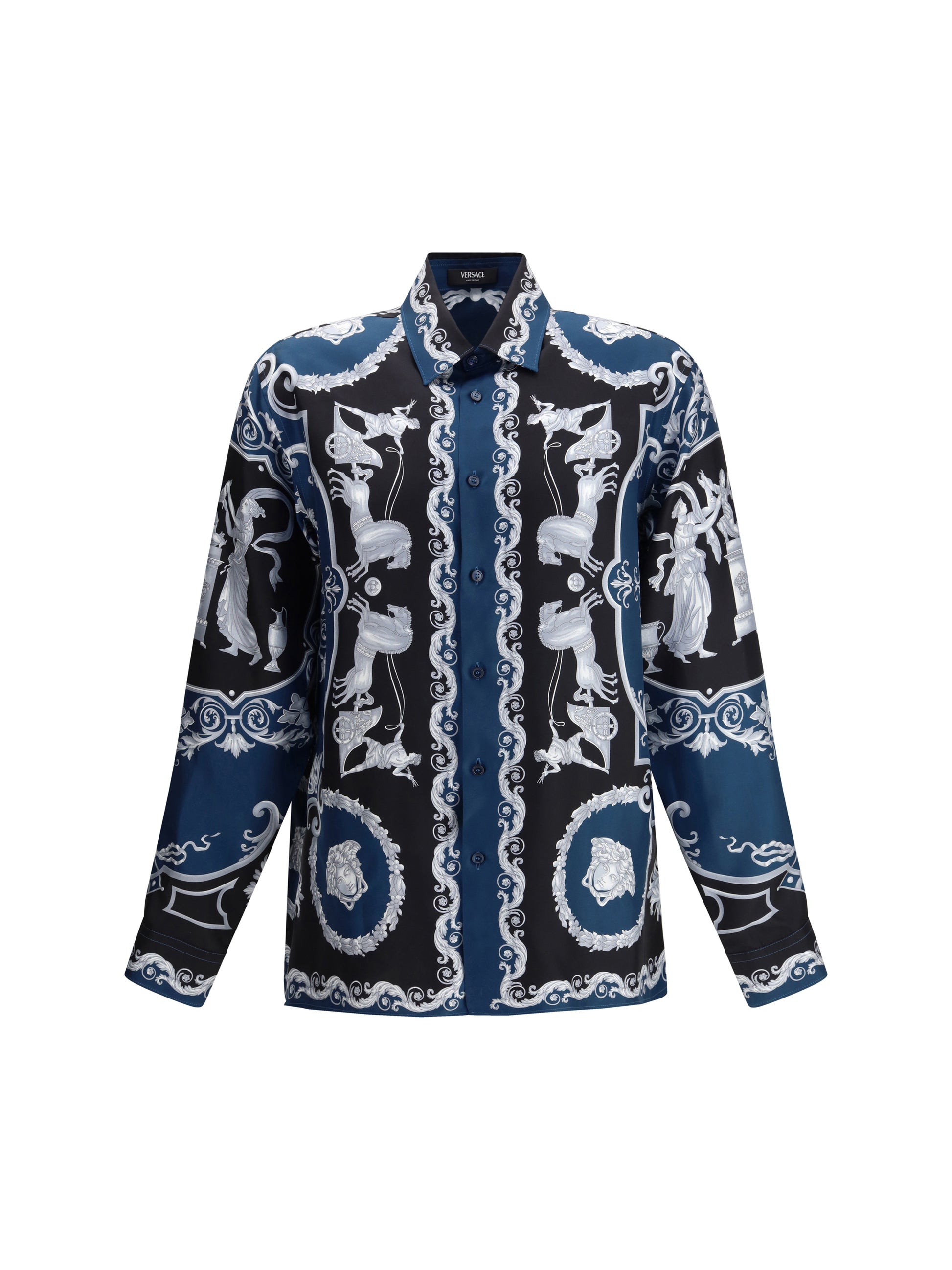 Versace Men Regular-Fit Printed Silk Twill Shirt VERSACE