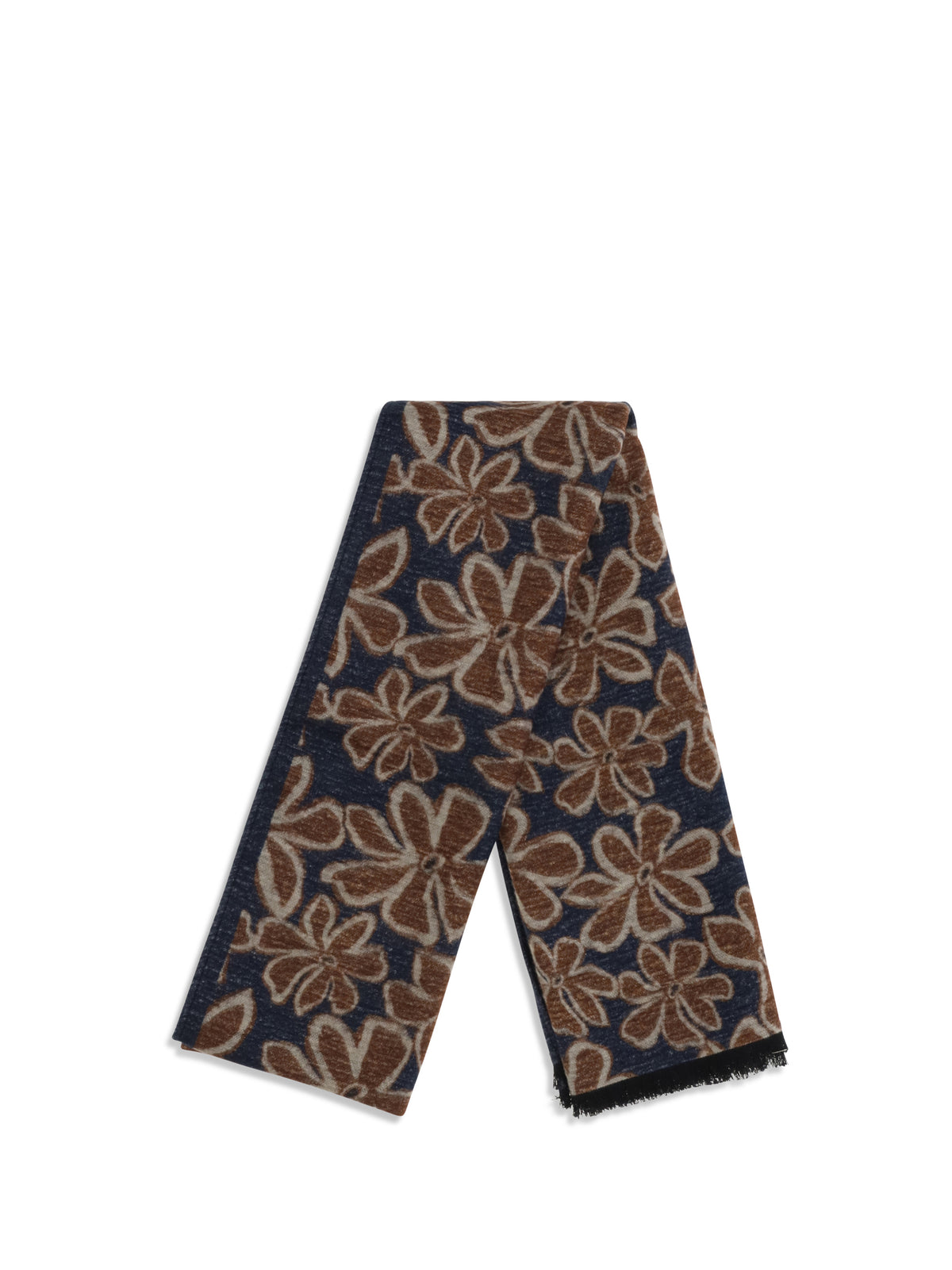 Kiton Men Floral Print Scarf With Fringes KITON