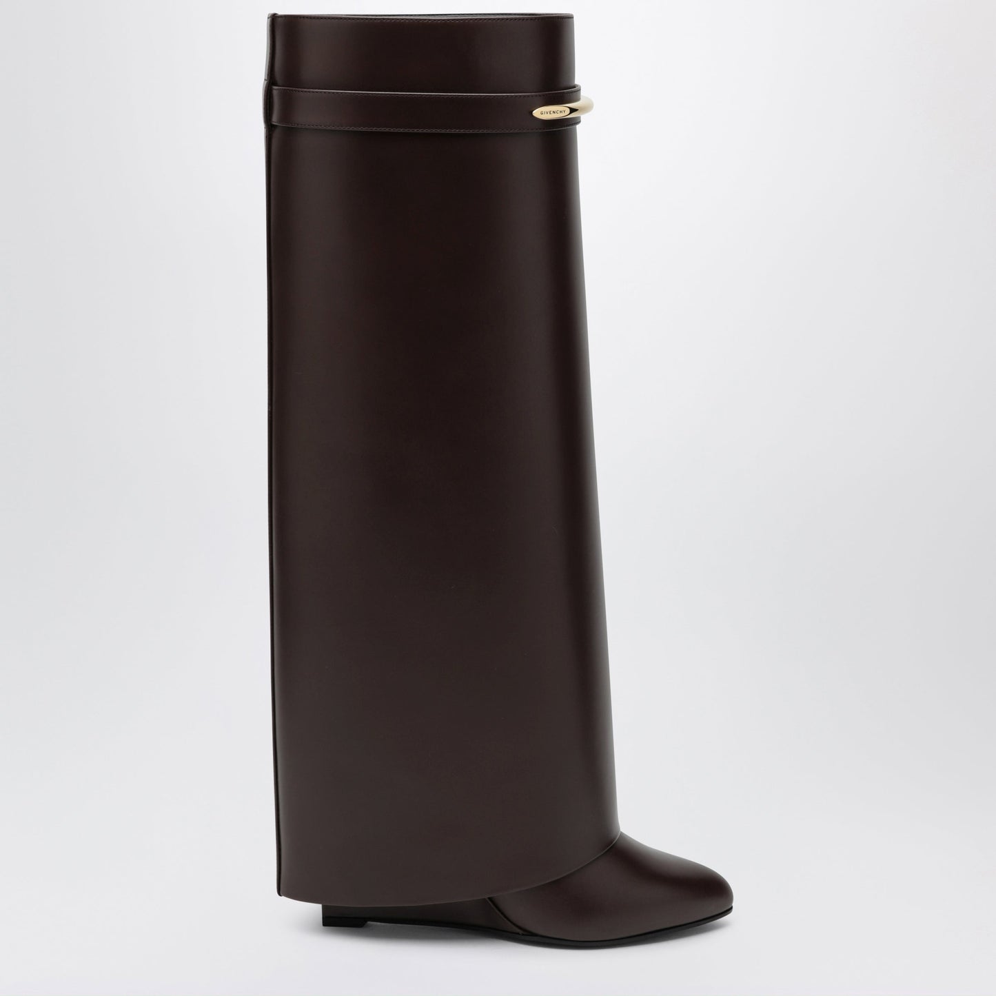 Givenchy Shark Pinch Leather Boots In Ebony Brown Women GIVENCHY